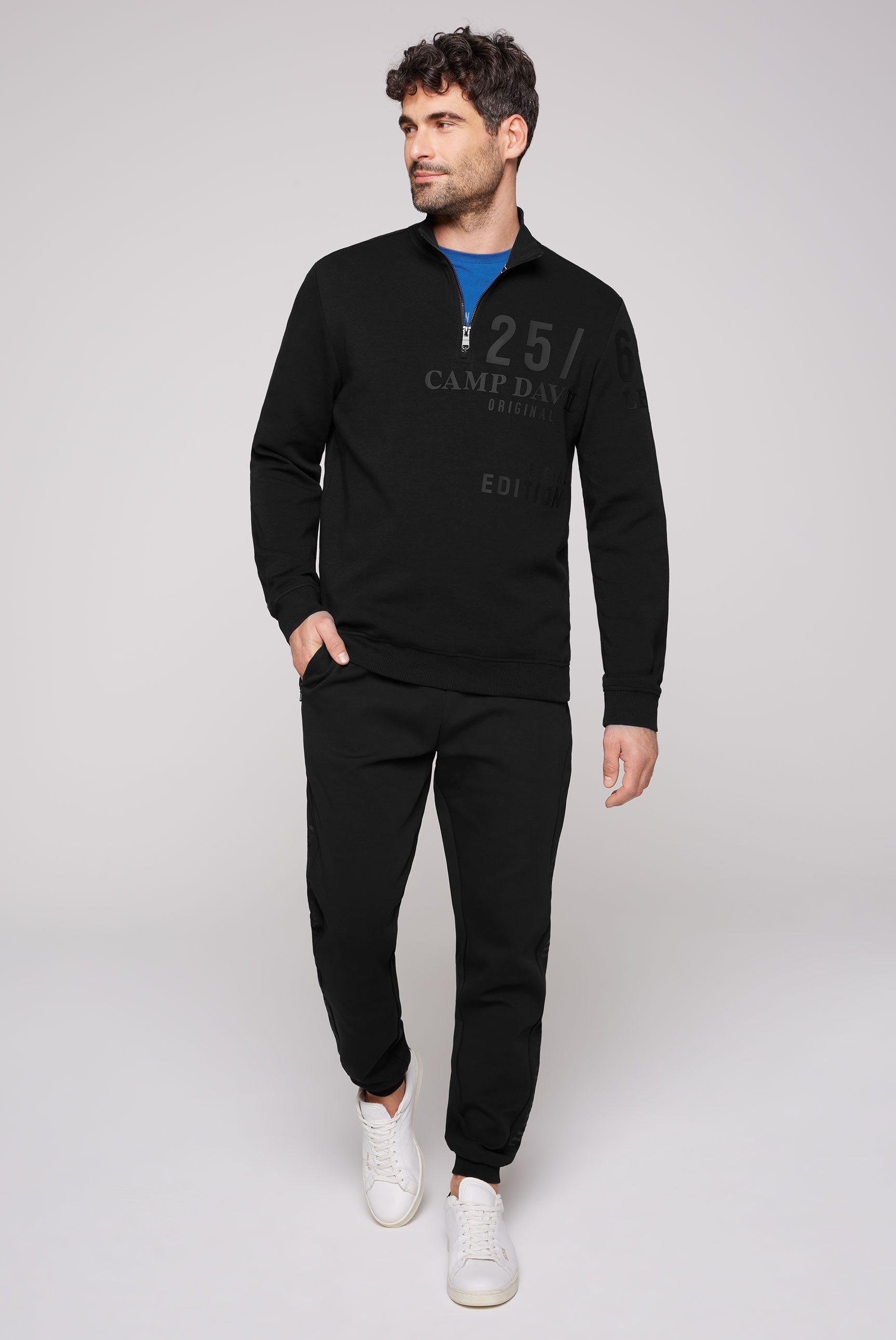 CAMP DAVID Sweatshirt met merkopschrift op borsthoogte