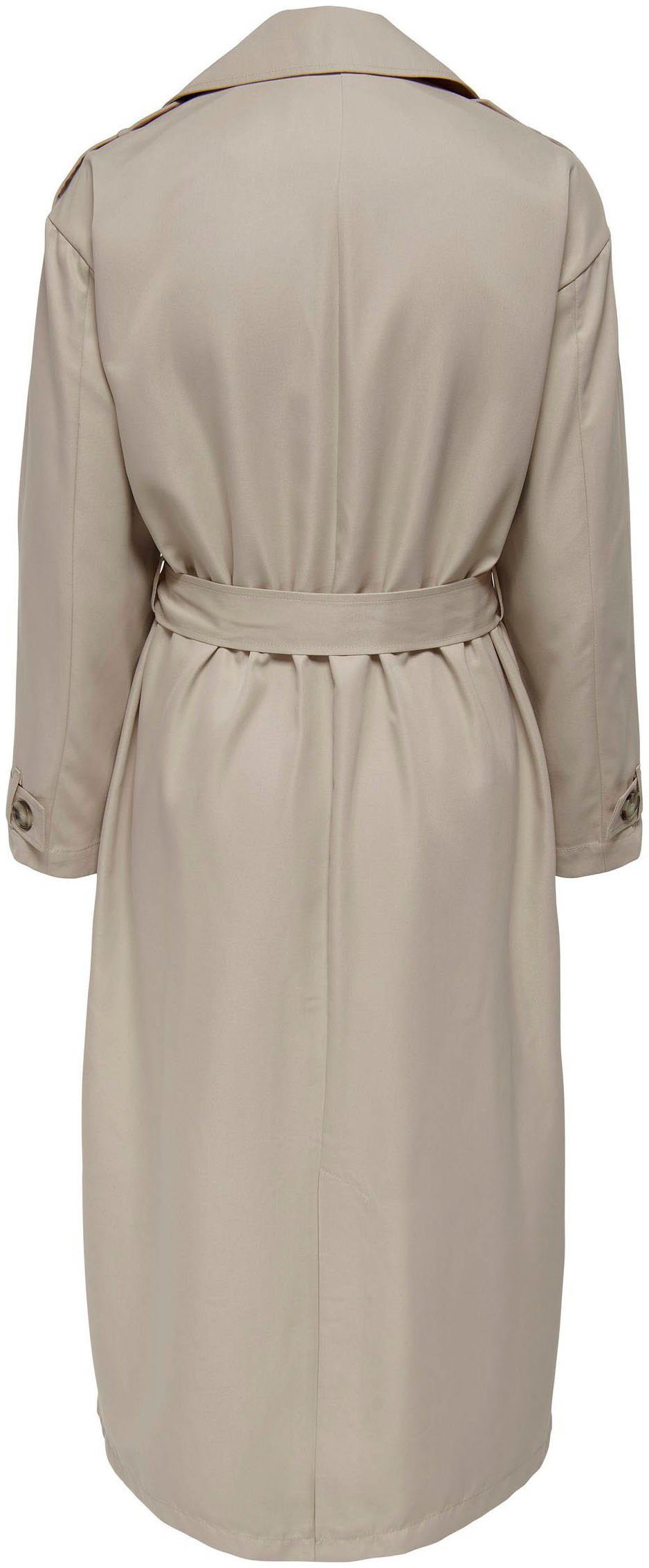 Only Trenchcoat ONLLINE X-LONG TRENCHCOAT OTW NOOS met bindriem in de taille - 2 zijzakken