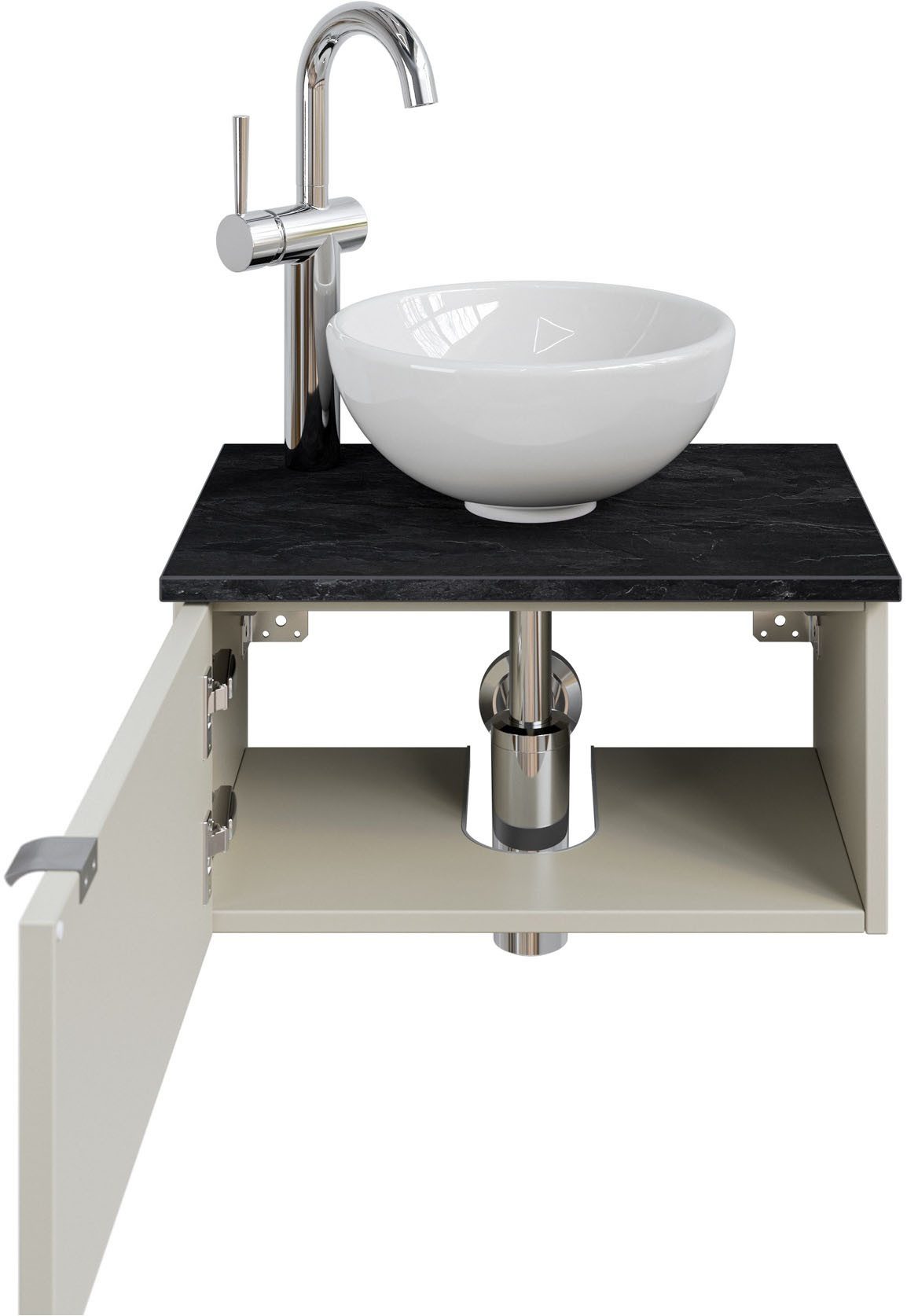 Saphir Wastafelonderkast Serie 6915 wastafel met onderkast voor gastenbadkamer, tweede toilet (3-delig)