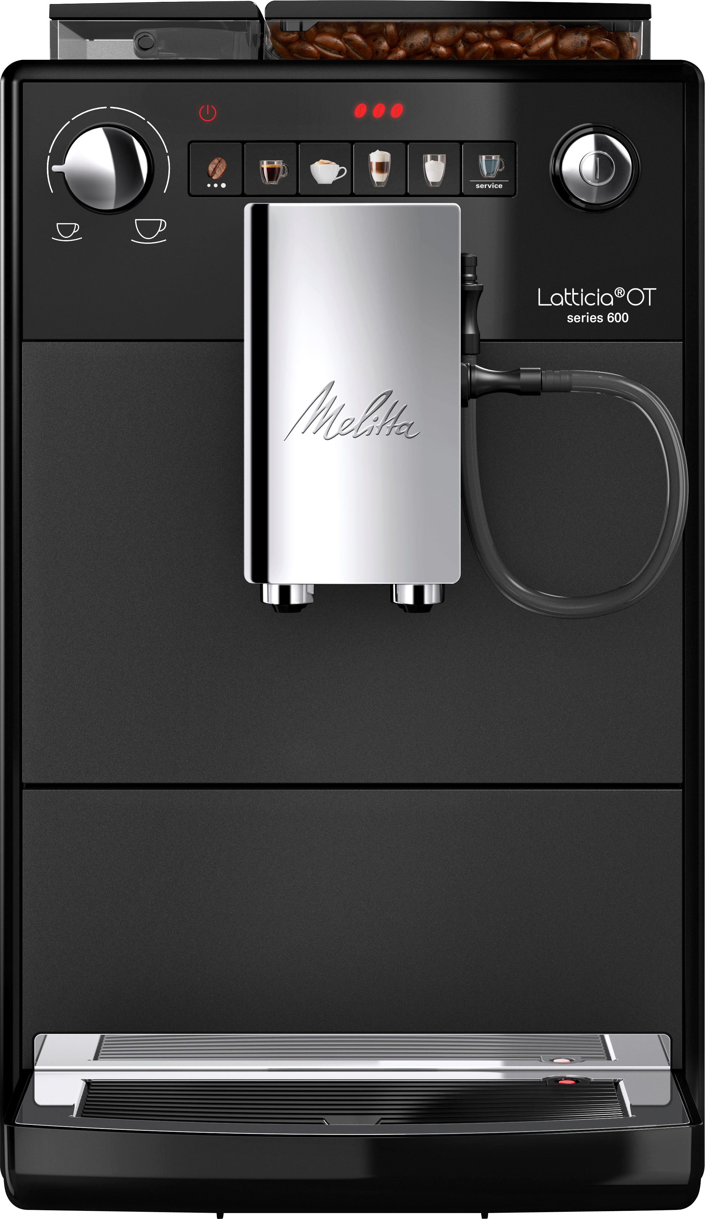 Melitta Volautomatisch koffiezetapparaat Latticia® One Touch F300-100, zwart, compact, maar xl-waterreservoir & xl-bonenreservoir