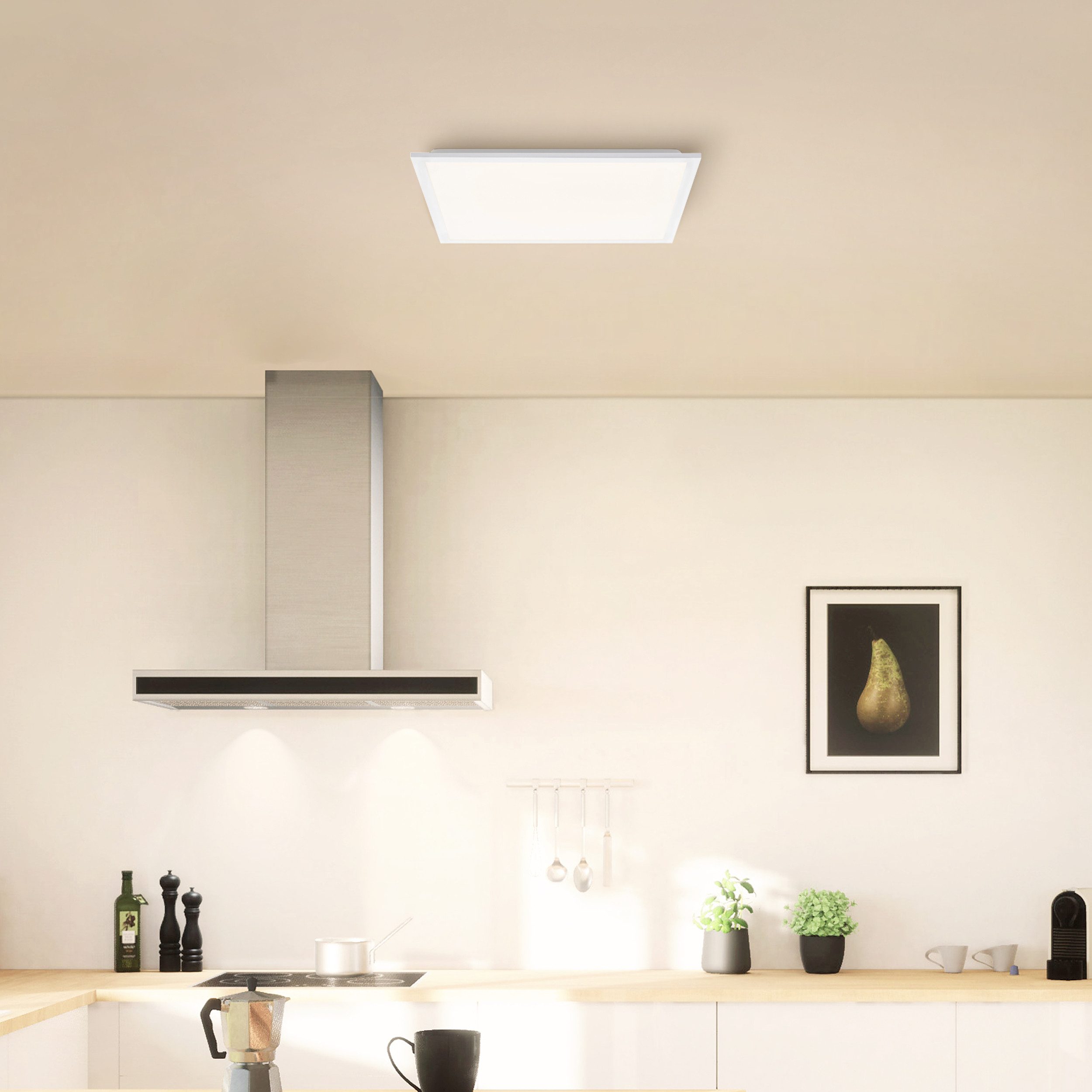 Brilliant Leuchten Led-plafondlamp Briston 45 x 45 cm, 2700 lm, 2700 k, aluminium, wit