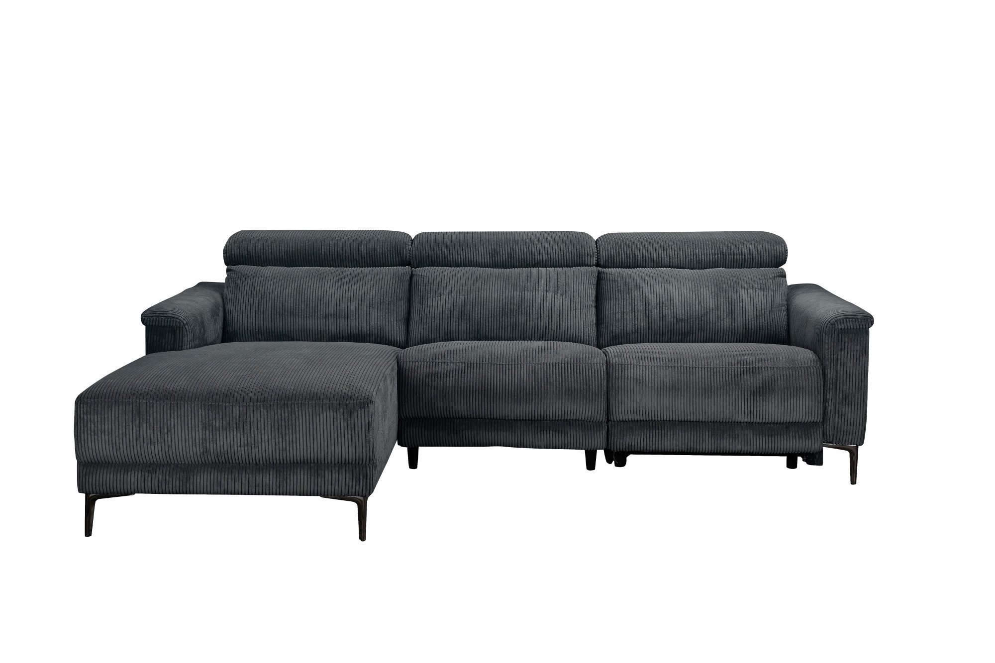 Places of Style Hoekbank Lund in cord, L-vorm, 261 cm, handmatige en elektrische relaxfunctie