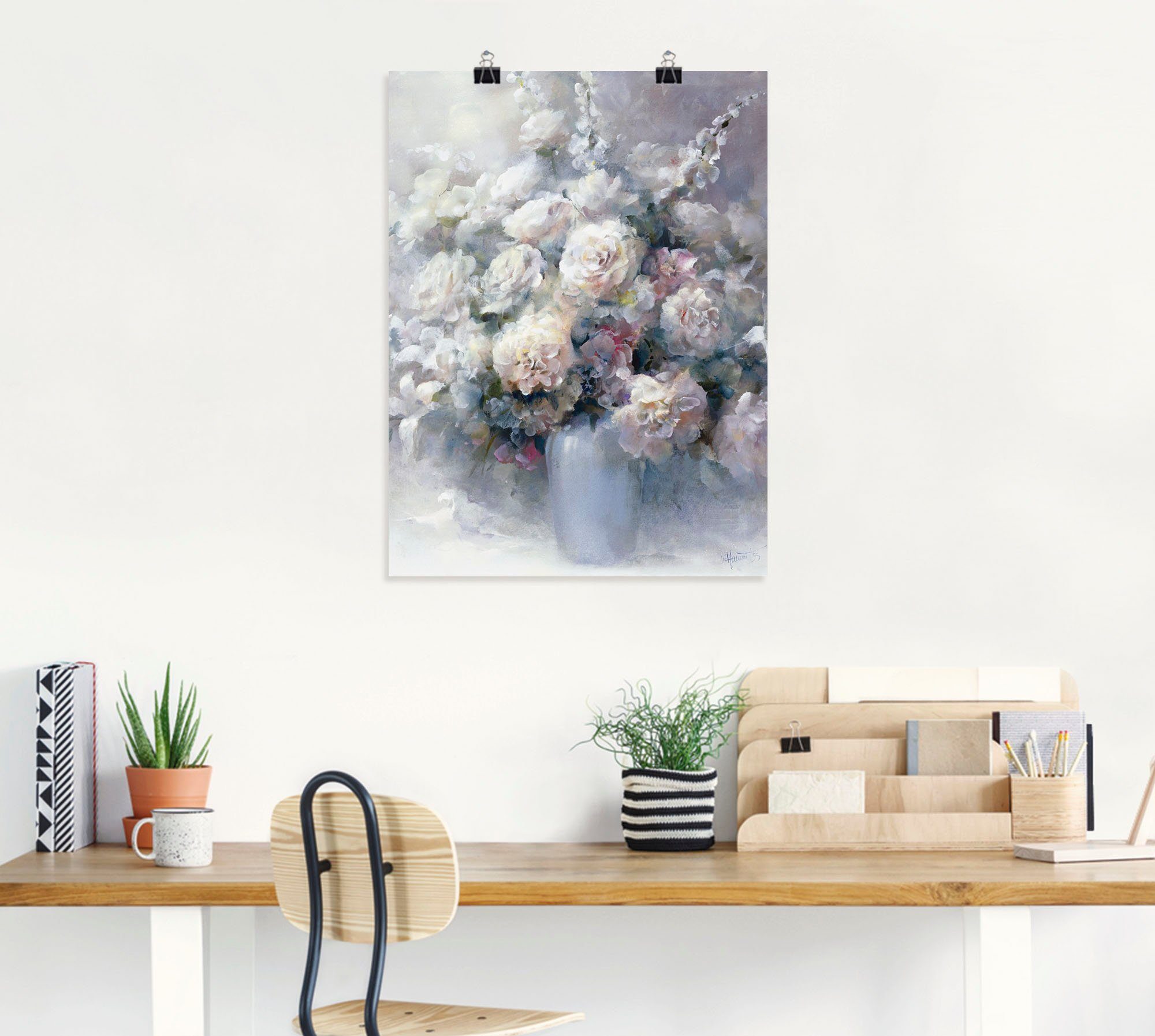 Artland Artprint Witte struisvogel als artprint op linnen, poster in verschillende formaten maten