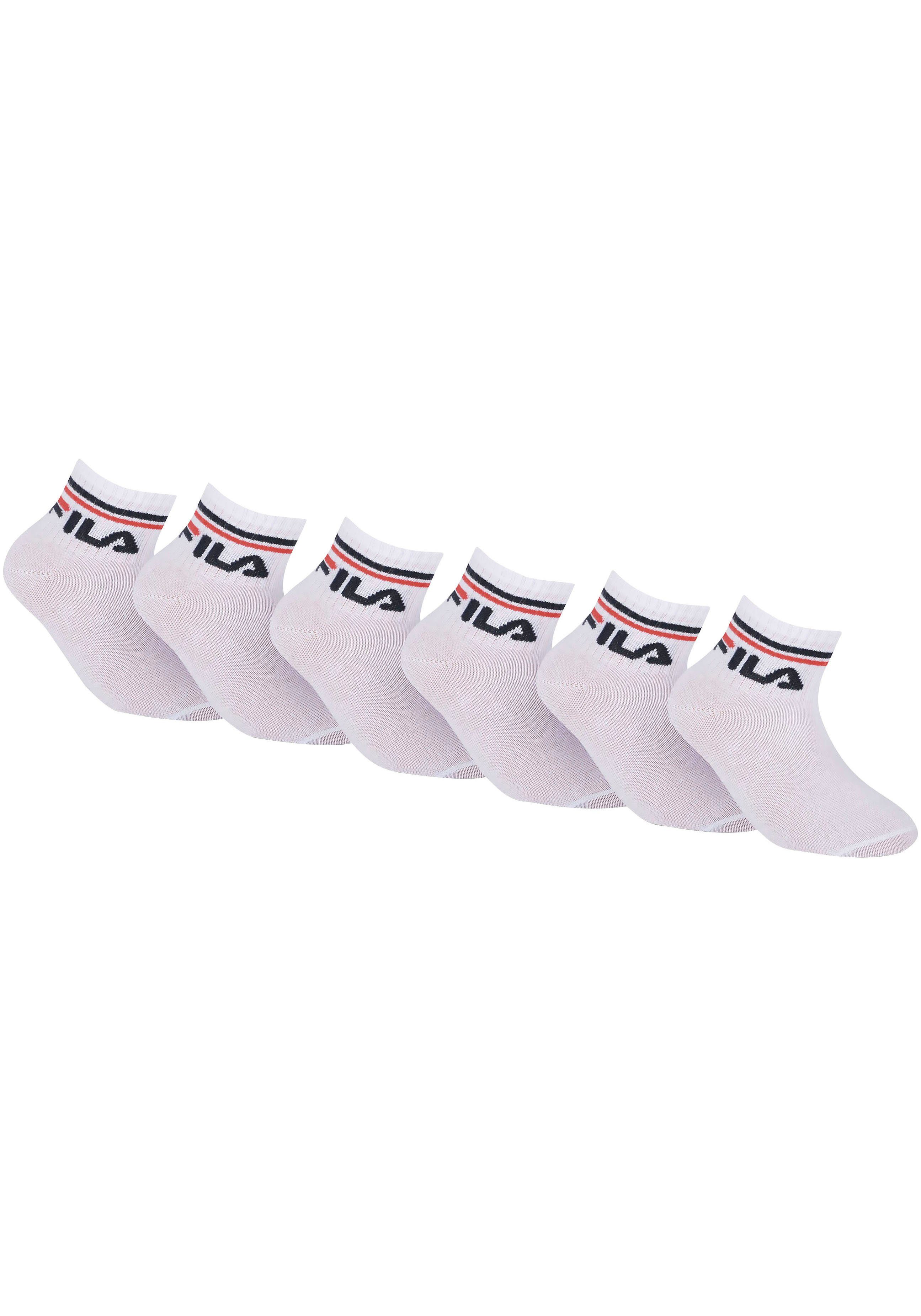 Fila Korte sokken JUNIOR UNISEX QUARTER PLAIN SOCKS met gebreid logo in de ribband, kindersokken (set, 6 paar)
