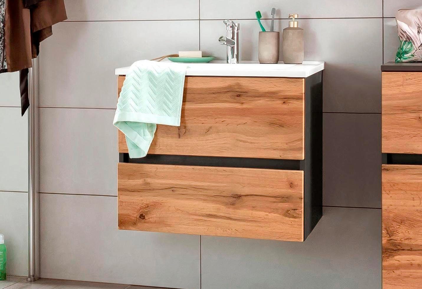 welltime Wastafelonderkast Lucca Badkamermeubel, wastafelonderkast inclusief wasbak, breedte 60 cm
