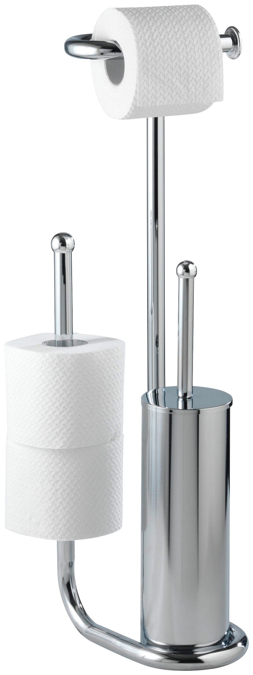 WENKO Toiletset Universalo geïntegreerde toiletrolhouder en toiletborstelhouder wc-accessoires maat L/B/H: 23/20/62,5 cm zilver(kleur)