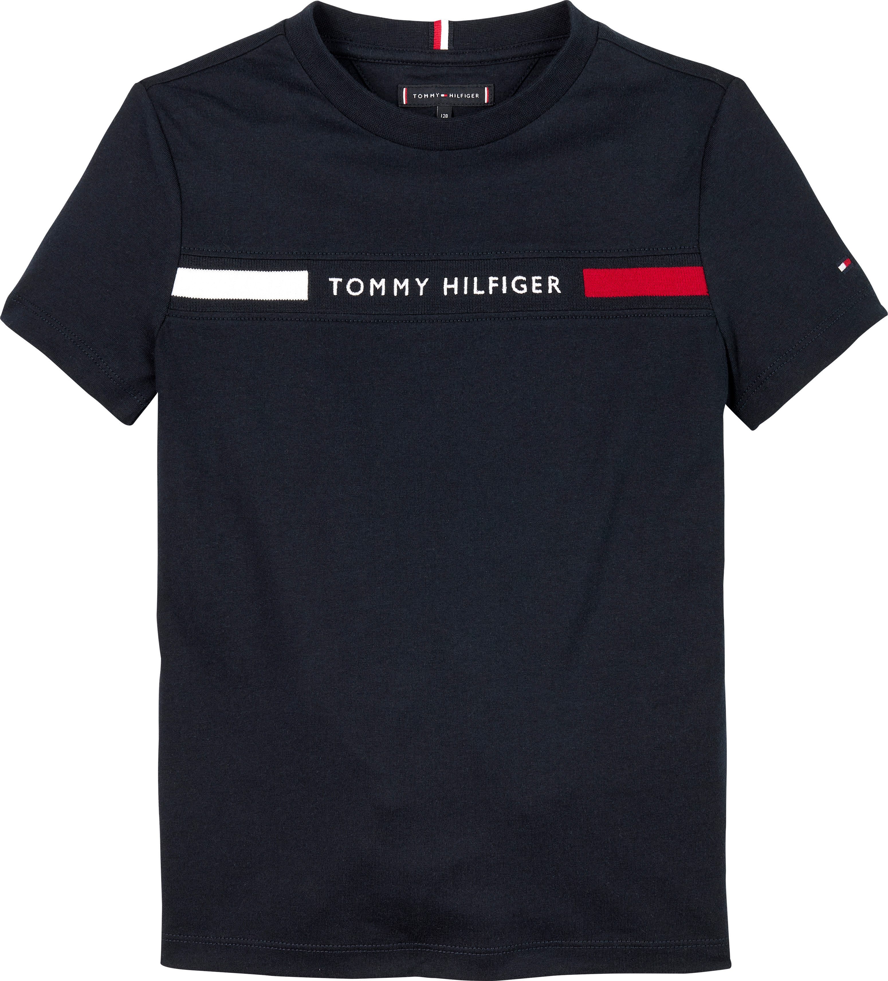 Tommy Hilfiger T-shirt TH RIB REG TEE SS in ribbellook, met logo-inscriptie