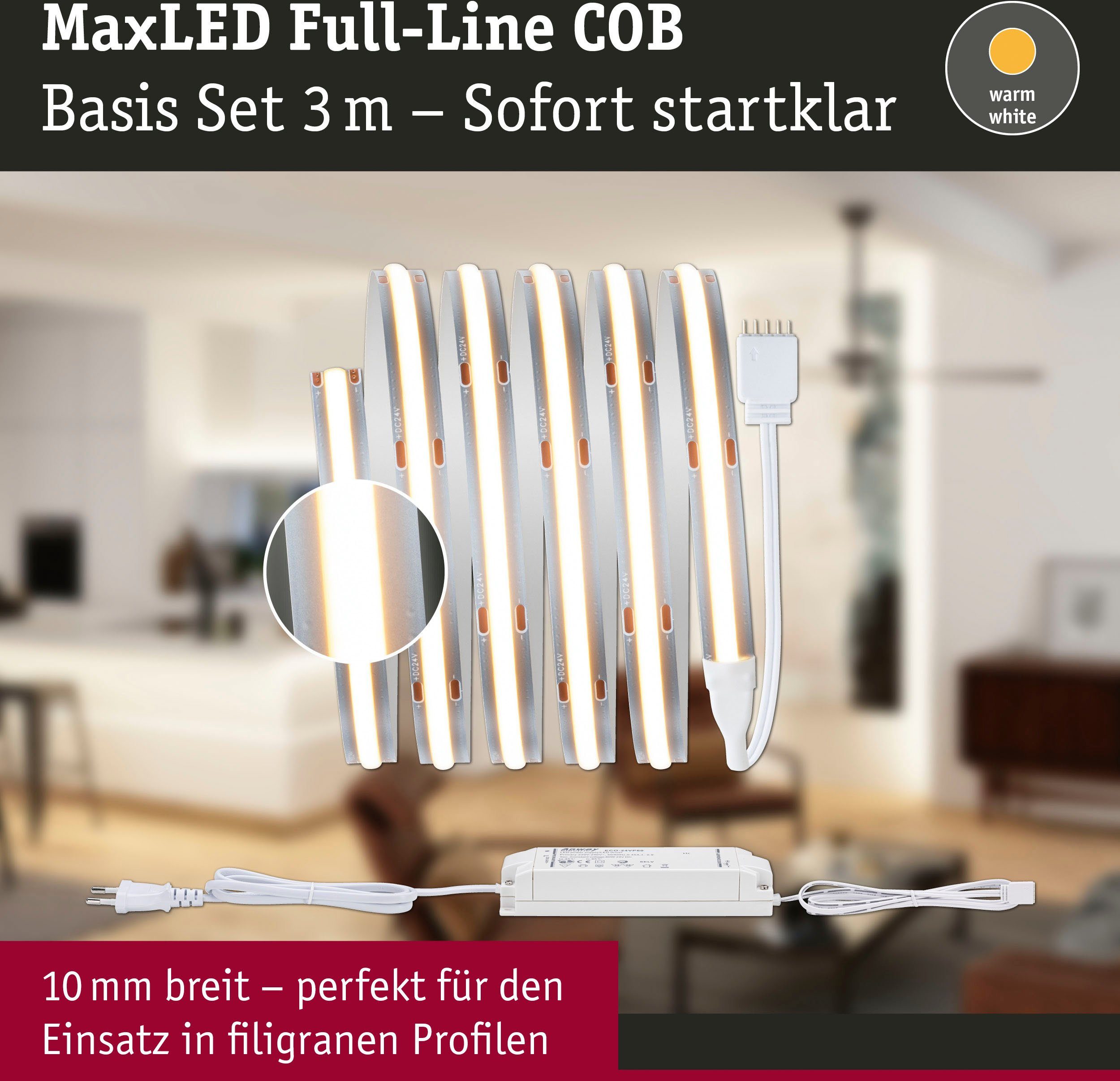 Paulmann Led-strepen MaxLED 1000 Full-Line COB Basisset 1,5m Warmwit 18W 1620lm 2700K (1 stuk)