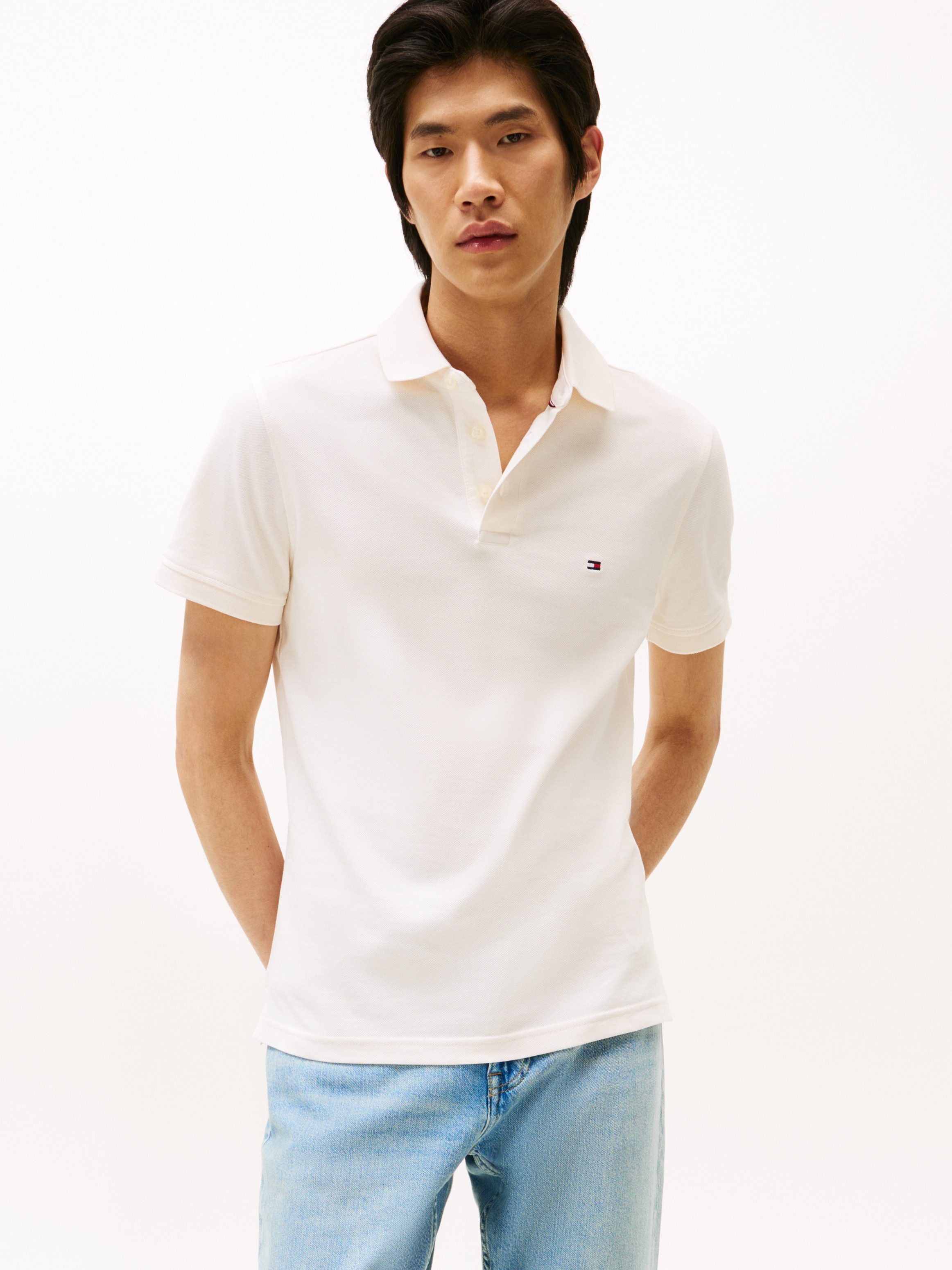 Tommy Hilfiger Poloshirt 1985 SLIM POLO met piquéstructuur en borduursel