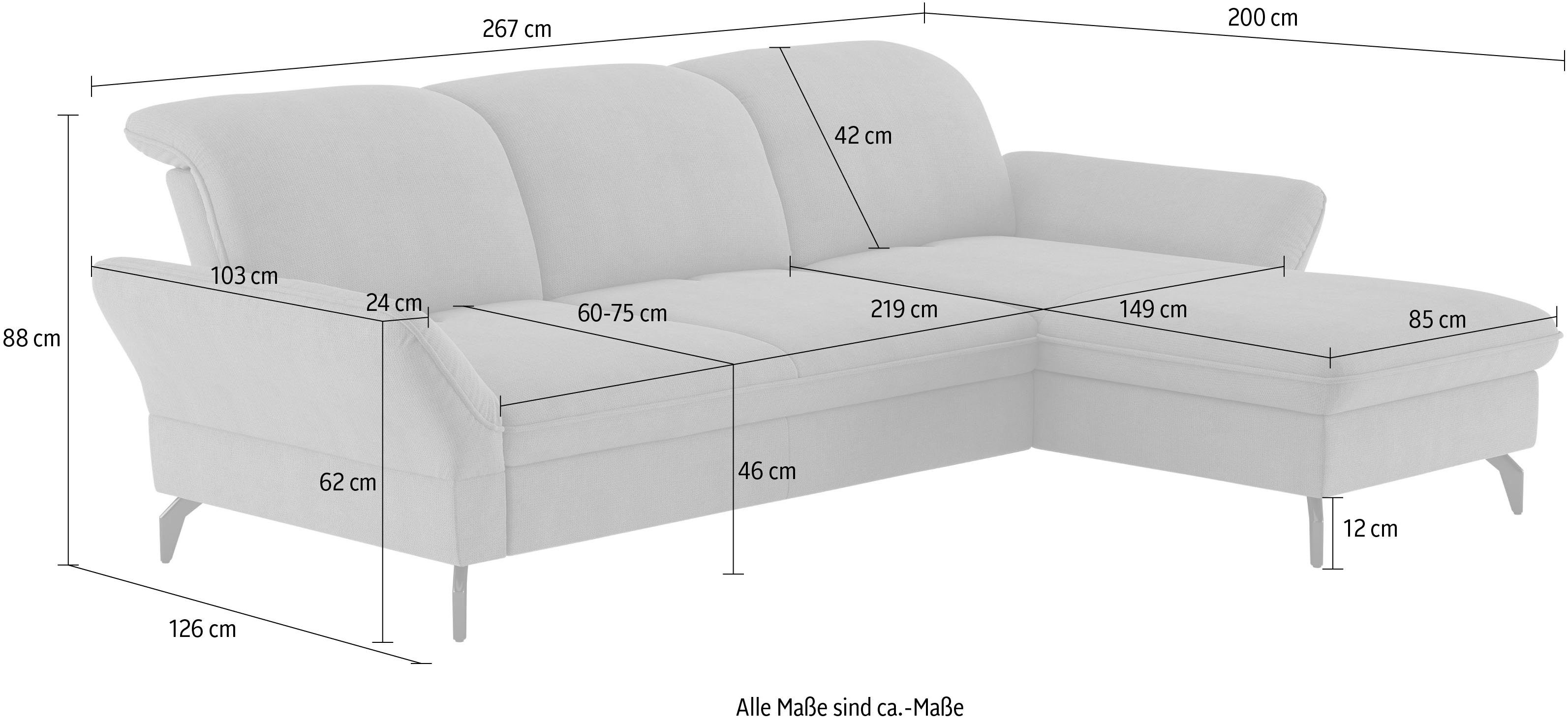 sit&more Hoekbank Leandro L-vorm Naar keuze met bed, hoofdbord en armleuningfunctie, en bedkist