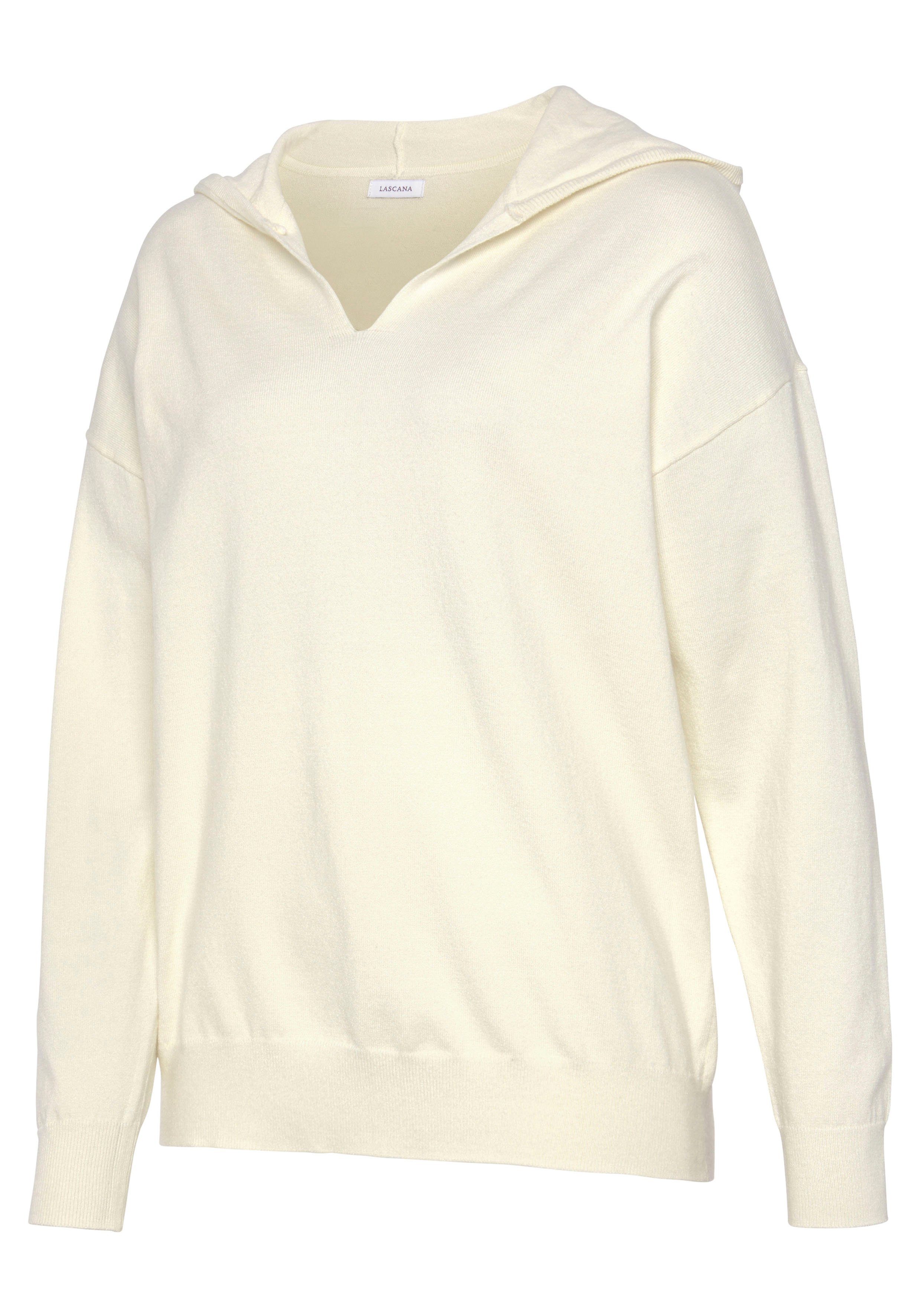 Lascana Gebreide trui Hoodie Capuchonsweatshirt van zachte viscosemix loungewear