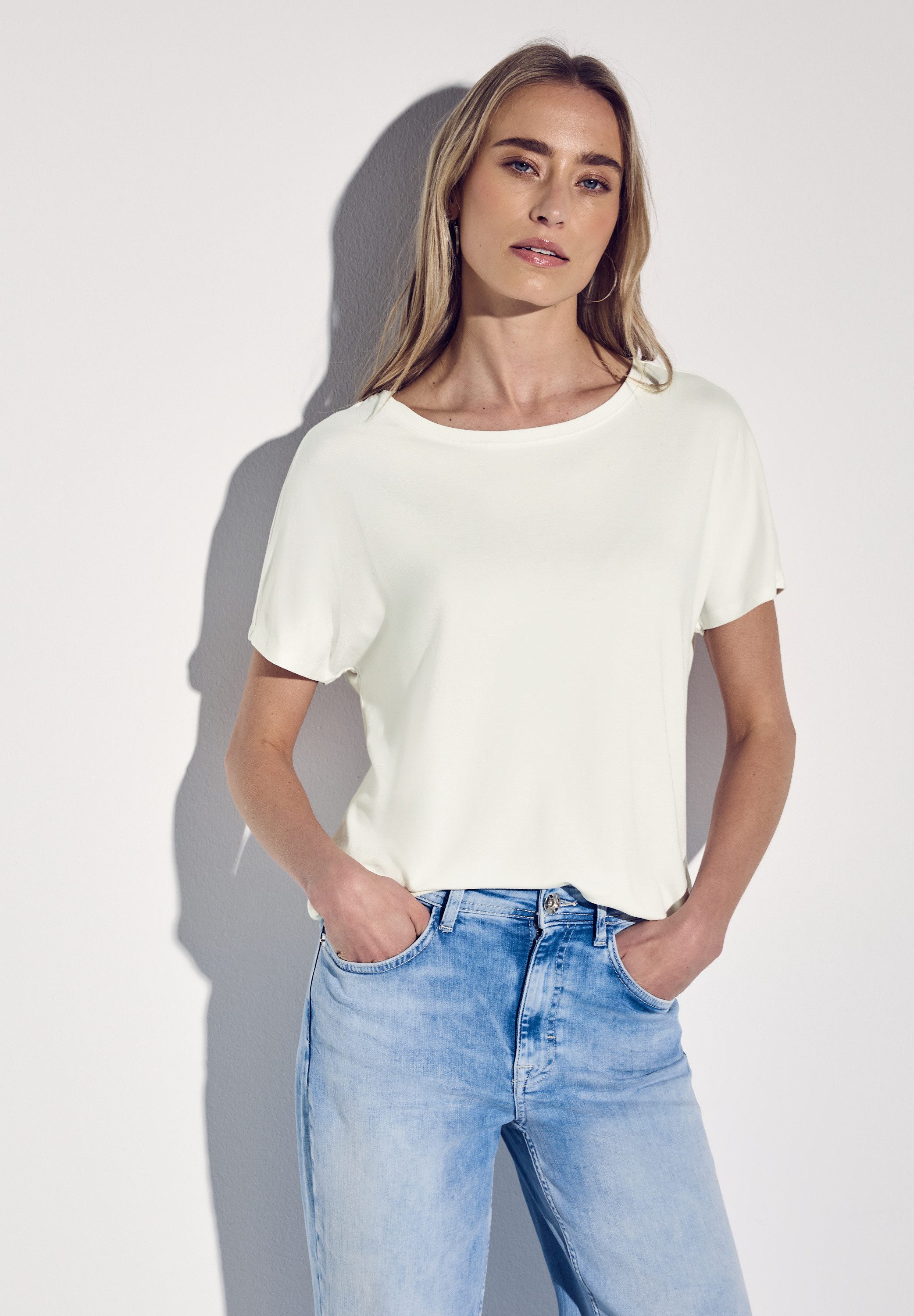 STREET ONE Shirttop Style Crista met hangende schouders dames tops maat 34 wit