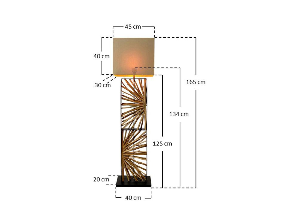 SalesFever Staande lamp Drijfhout Scherm binnenin goudkleur (1 stuk)