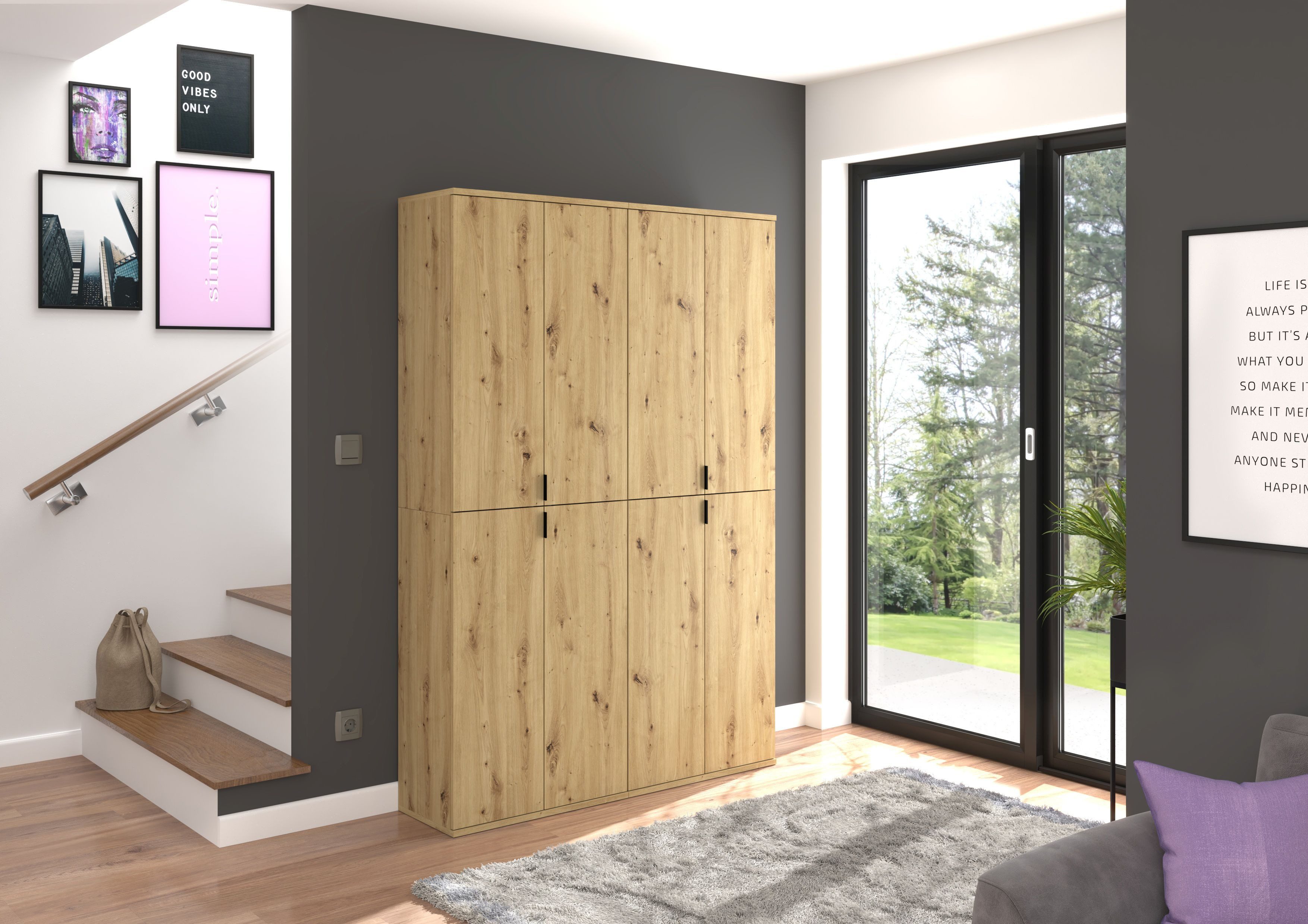 INOSIGN Halmeubelset Trondheim, Breedte 122 cm, bestaande uit 2 Kasten, 8 Deuren, 18 Vakken (set, 2-delig)