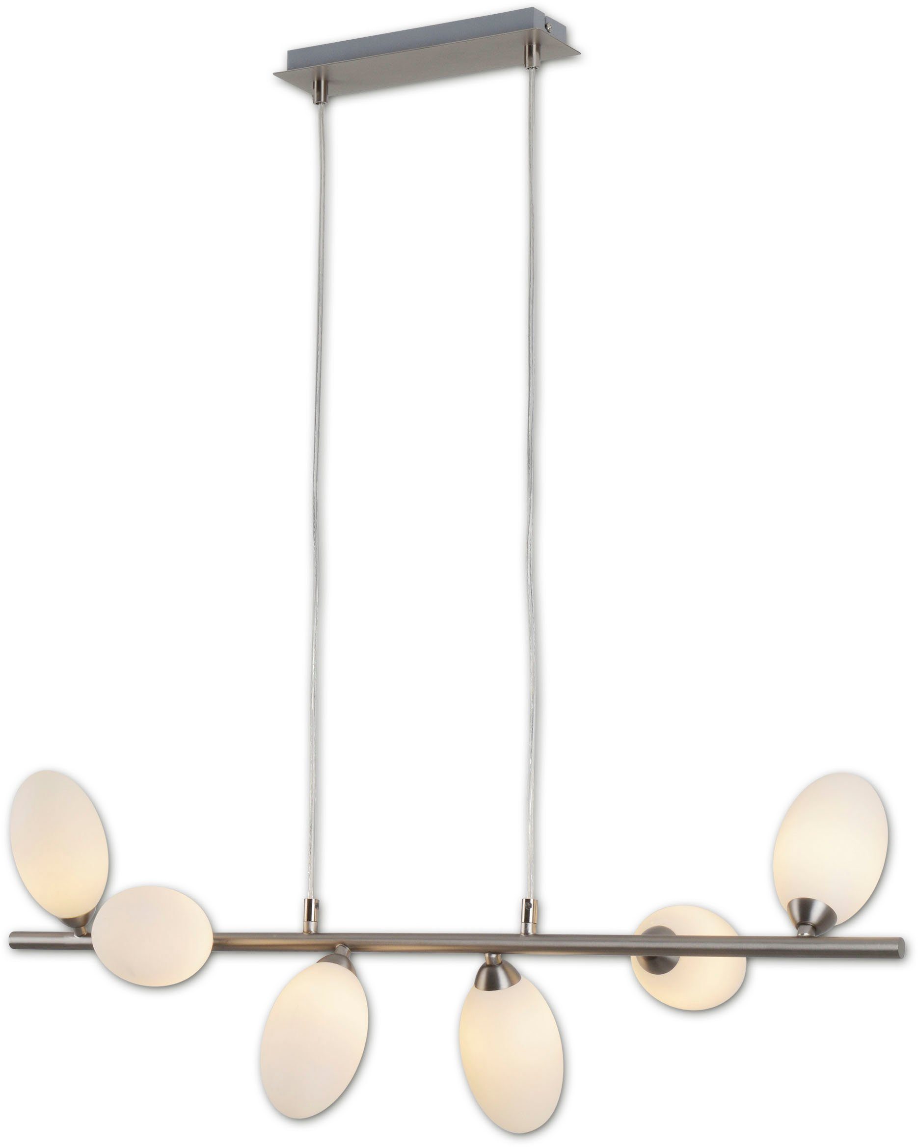 näve Led-hanglamp Eleganza 6-vlamig, spots met opaal glas, l: 25 cm, incl. 6x g9 led/6x4w warmwit (1 stuk)