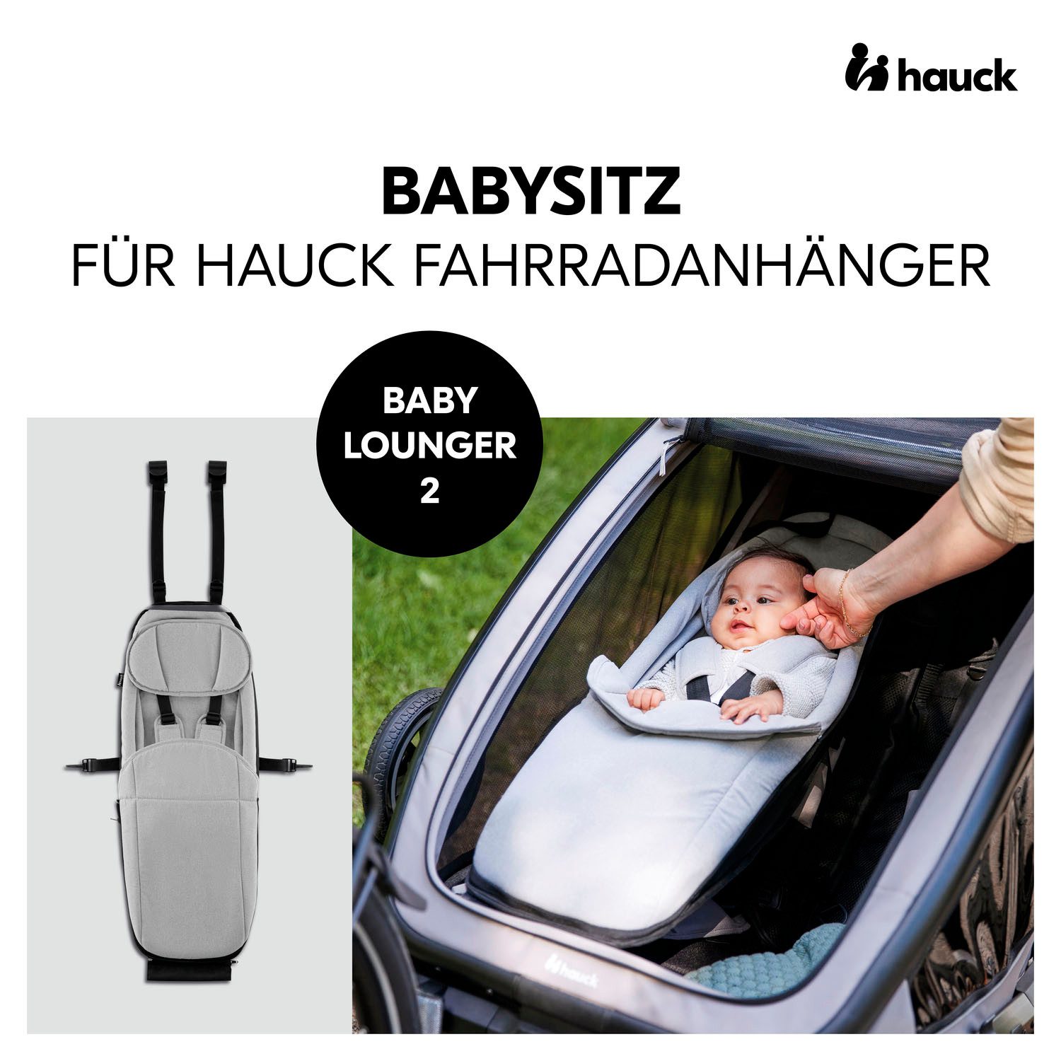 Hauck Kinderen fiets aanhanger Baby Lounger 2 Grey