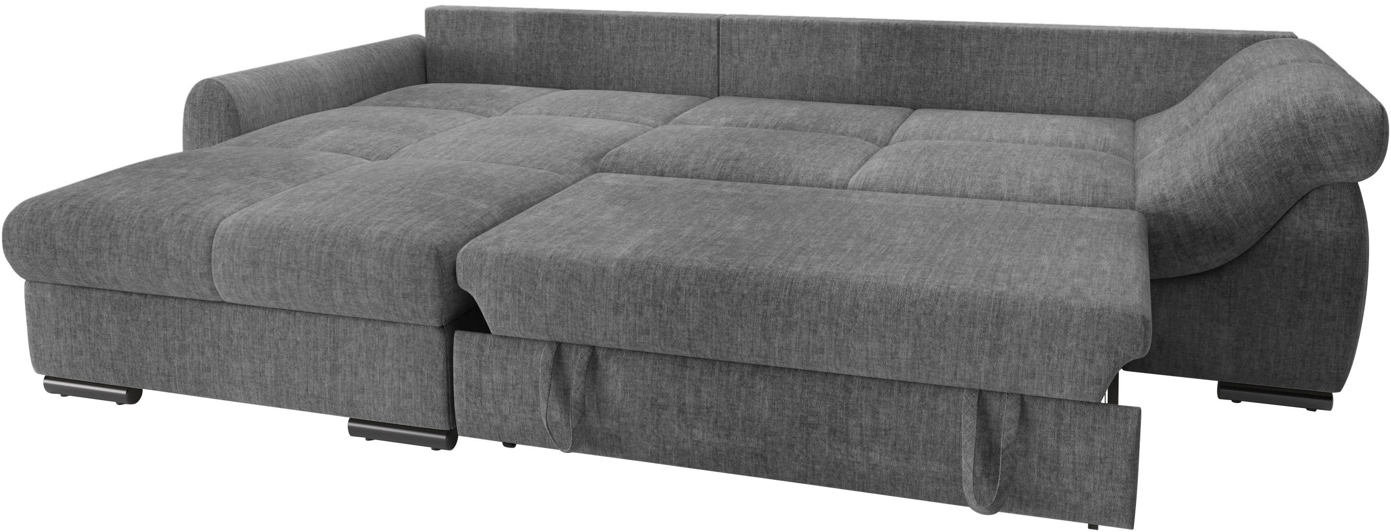 Mr. Couch Hoekbank Livorno L-vorm incl. hoogslaper beduitbreiding, xl bedbox wit gecoat
