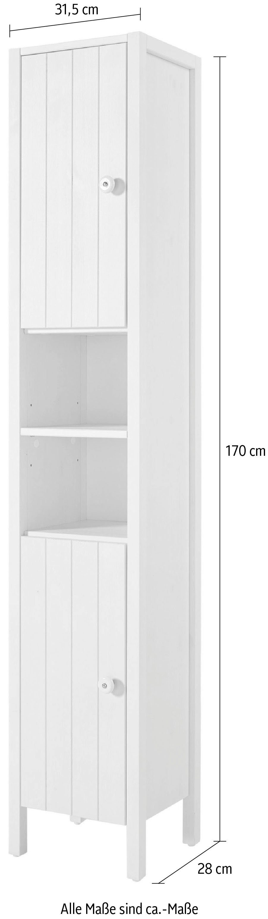 Home affaire Hoge kast TINA Badkamermeubel, kast, breedte 31,5 cm, massief hout