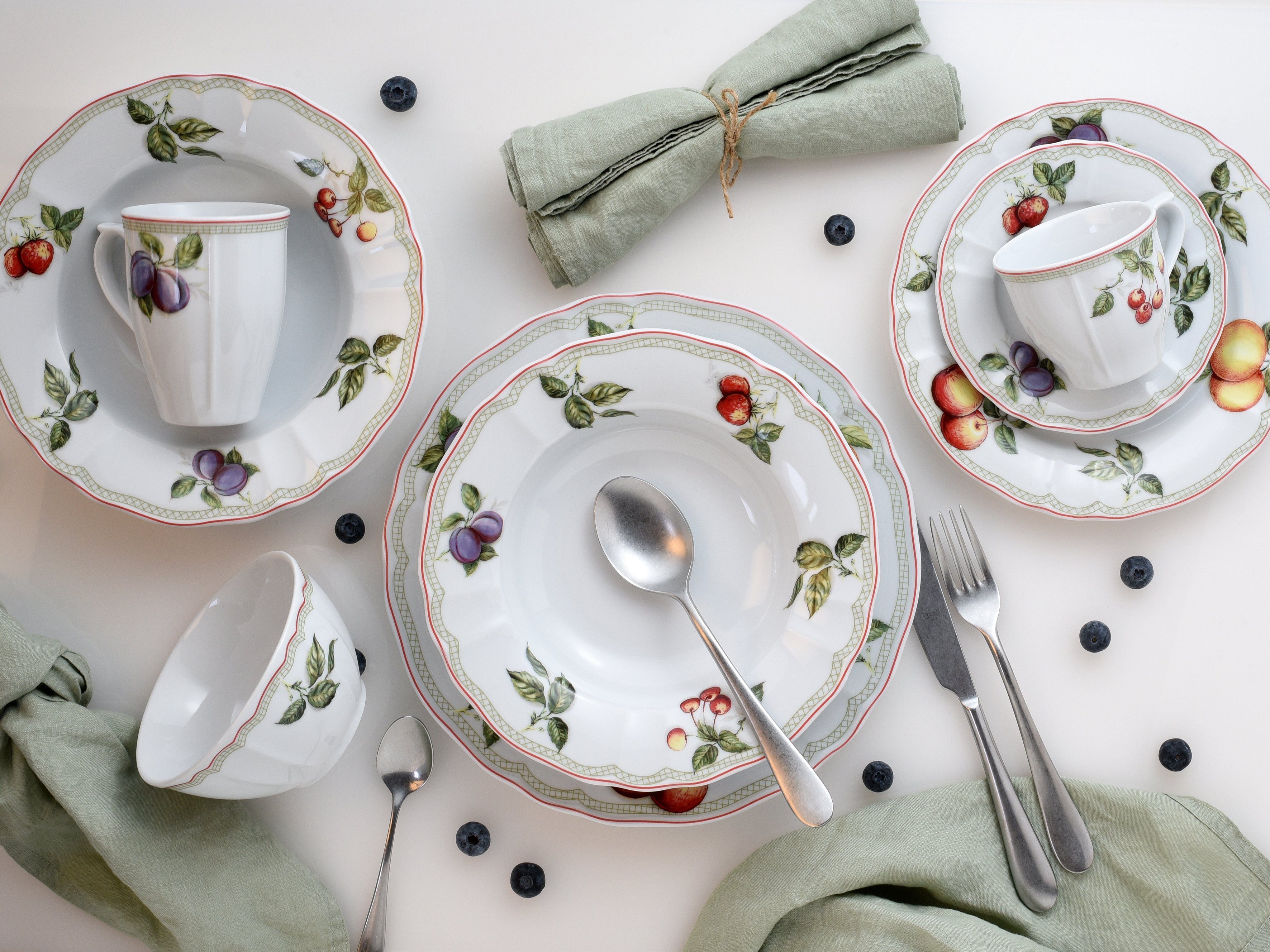 CreaTable Combi-servies Servies-set Flora Orchard Servies, 30 delen, voor 6 personen (set, 30-delig)