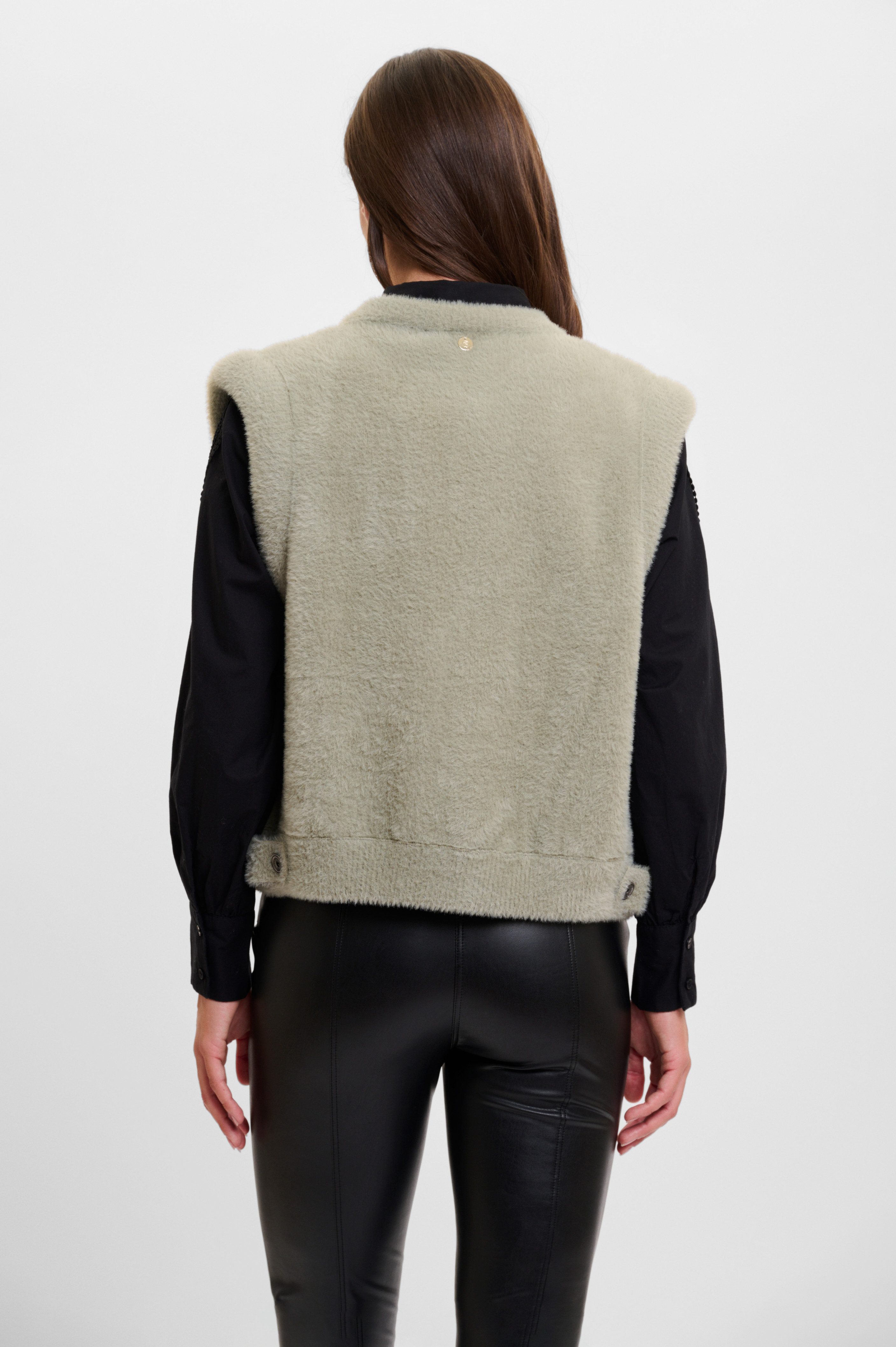Rino & Pelle Bodywarmer in bont-look Elona zonder sluiting en van pluche