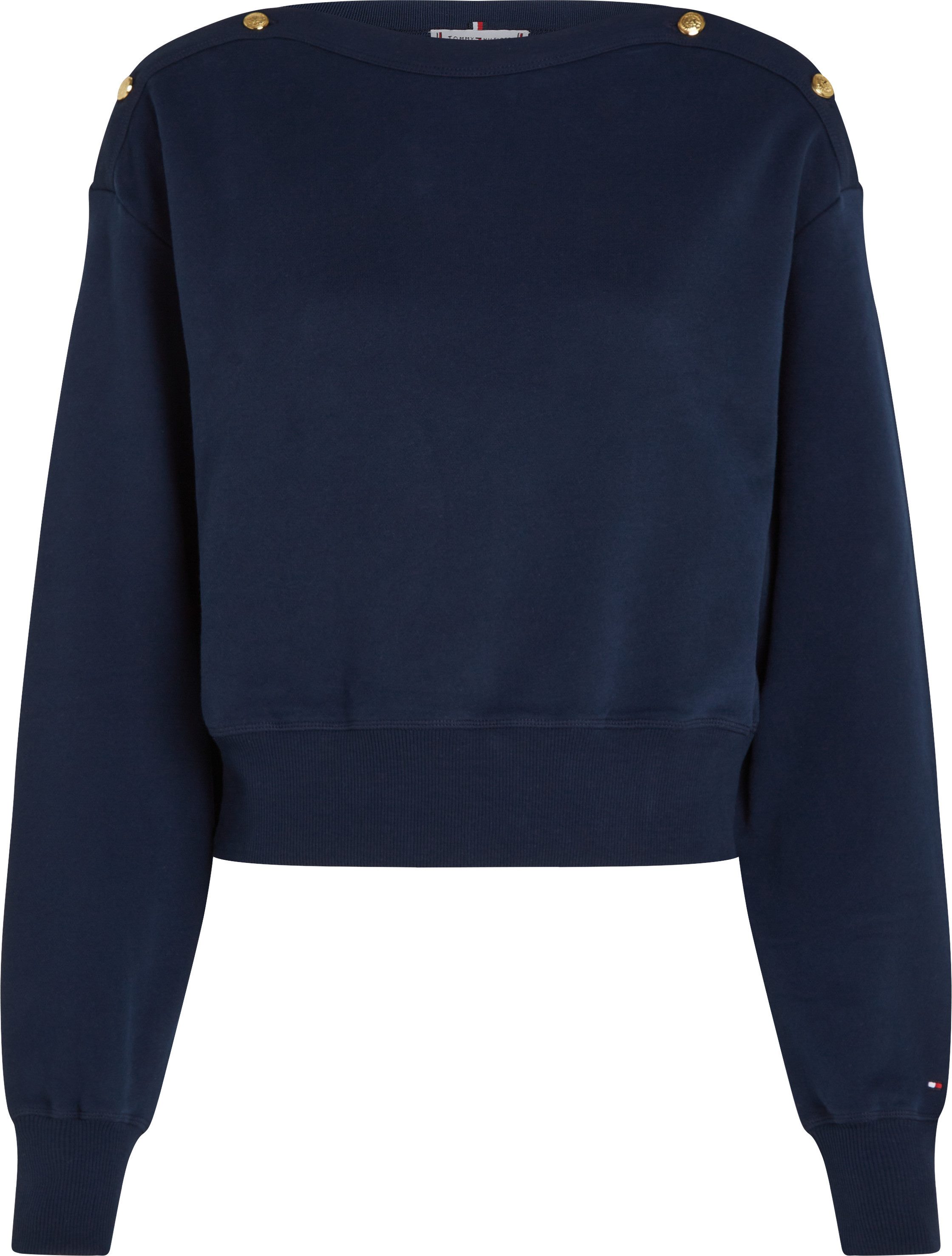 Tommy Hilfiger Curve Sweatshirt CRV GOLD BTN BOAT-NK SWTSHRT in grote maten, met gouden knop, u-boot halslijn