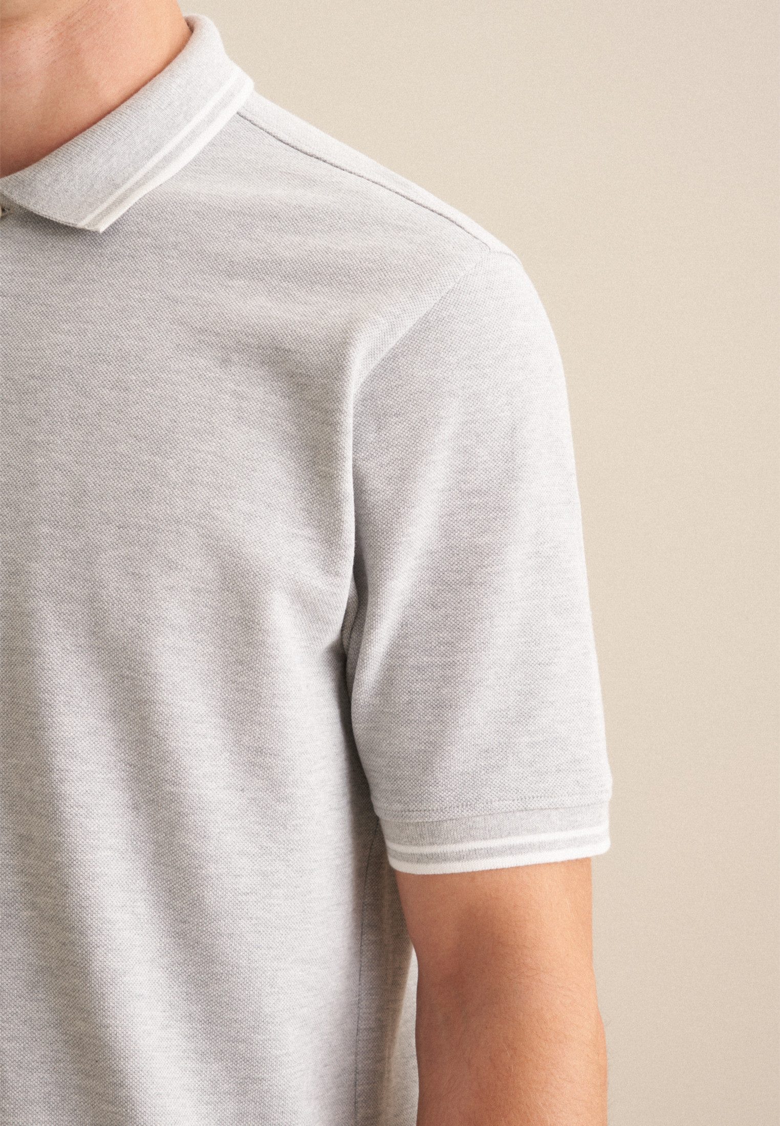 seidensticker T-shirt Regular Korte mouw kraag strepen geplaatst