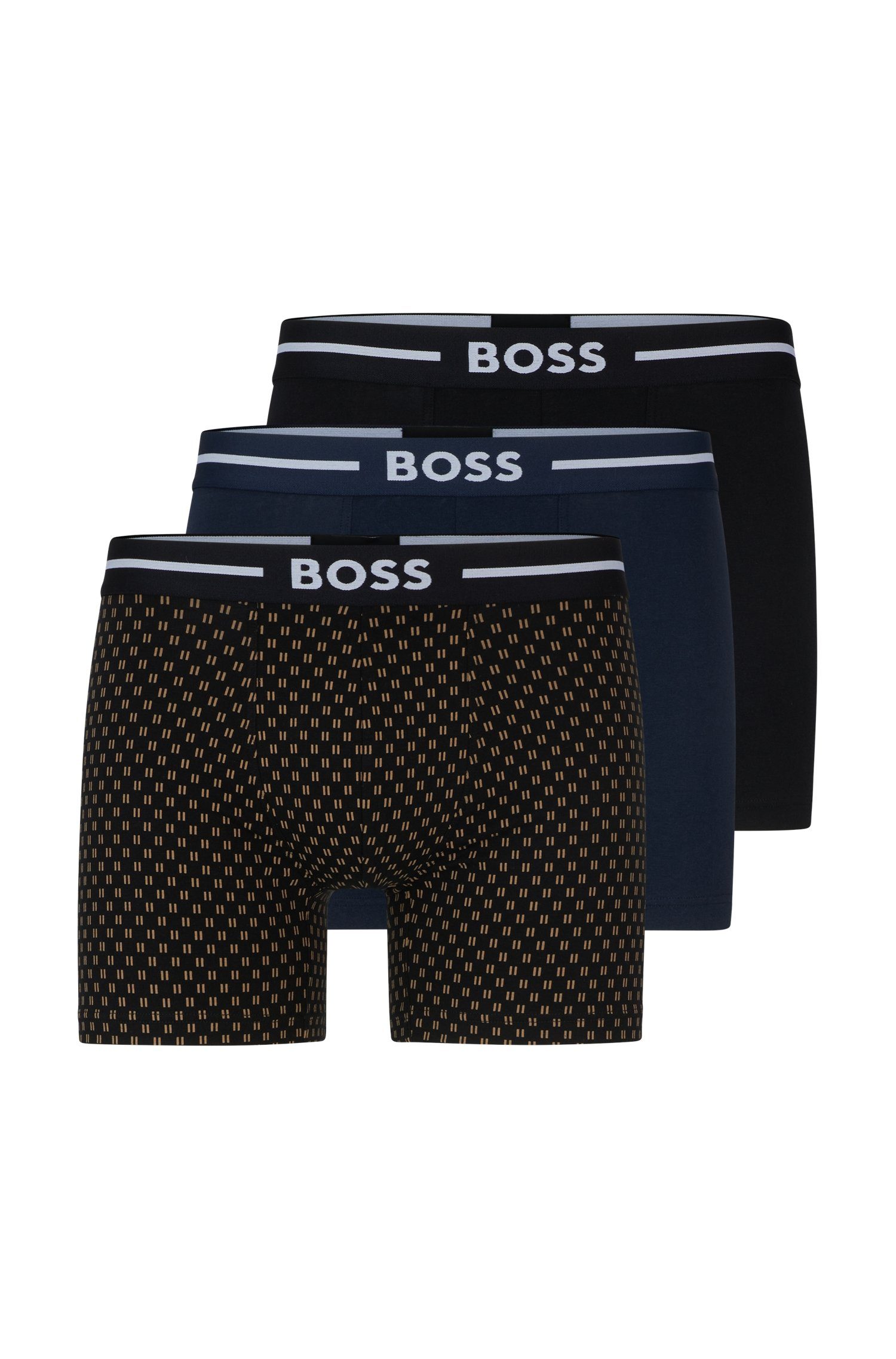 BOSS Boxershort BoxerBr 3P Bold Des met elastische taille (Set van 3) heren boxershorts maat S (48) multicolor