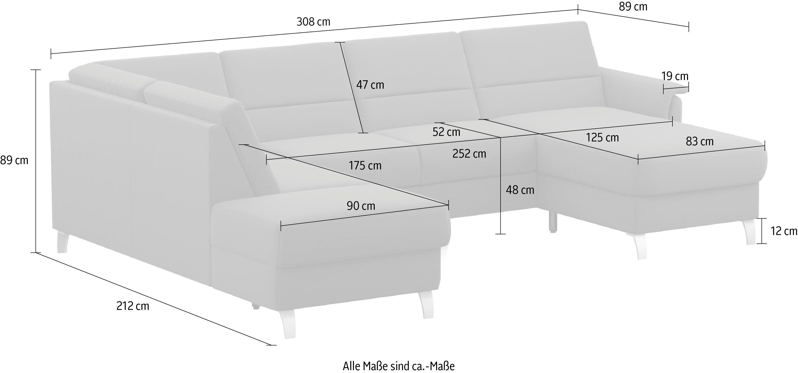 sit&more Zithoek Palmera U-vorm Binnenvering, naar keuze met slaapfunctie en met/zonder bergruimte