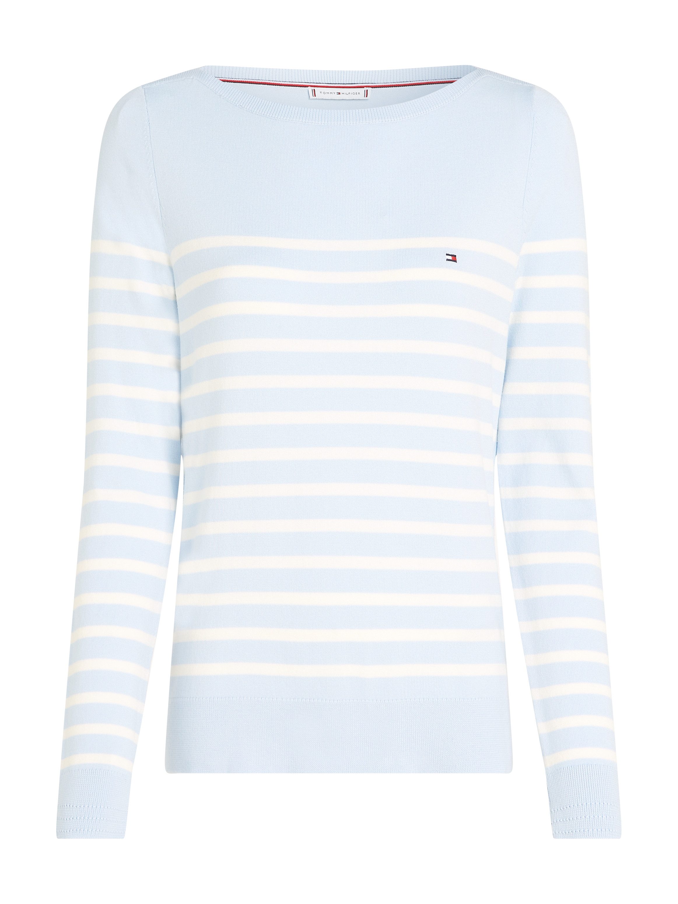Tommy Hilfiger Gebreide trui CO JERSEY STITCH BOAT-NK SWEATER met -merklabel op de mouw