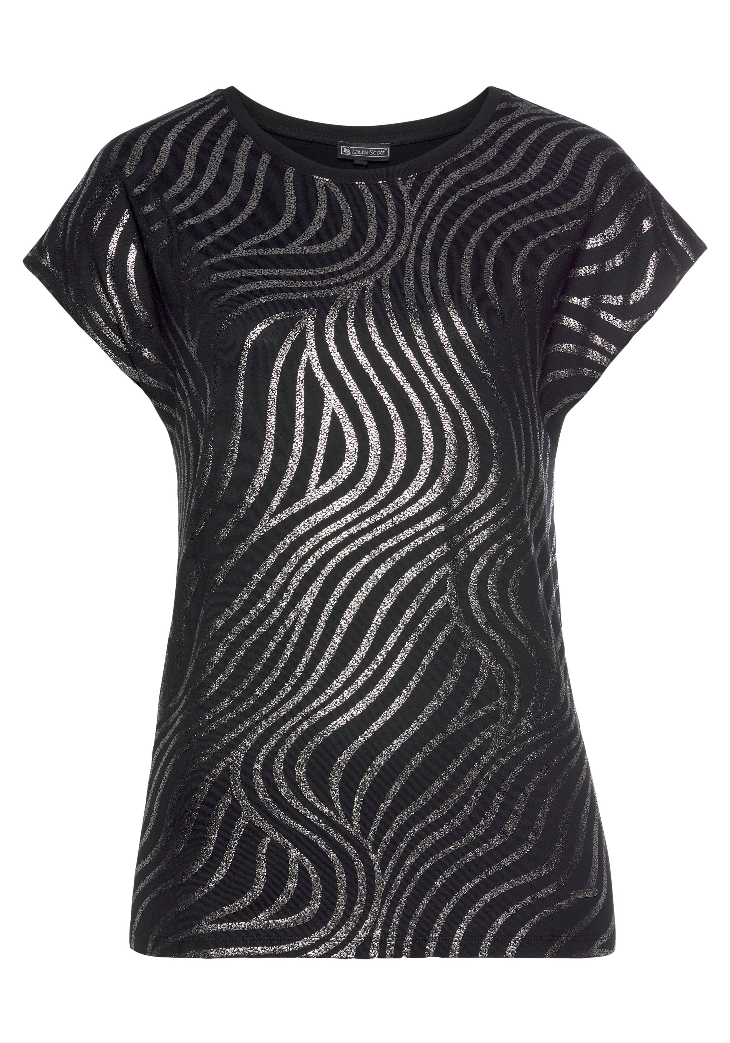 Laura Scott Shirt met ronde hals Korte mouwen, figuurvolgend, van elastische single jersey