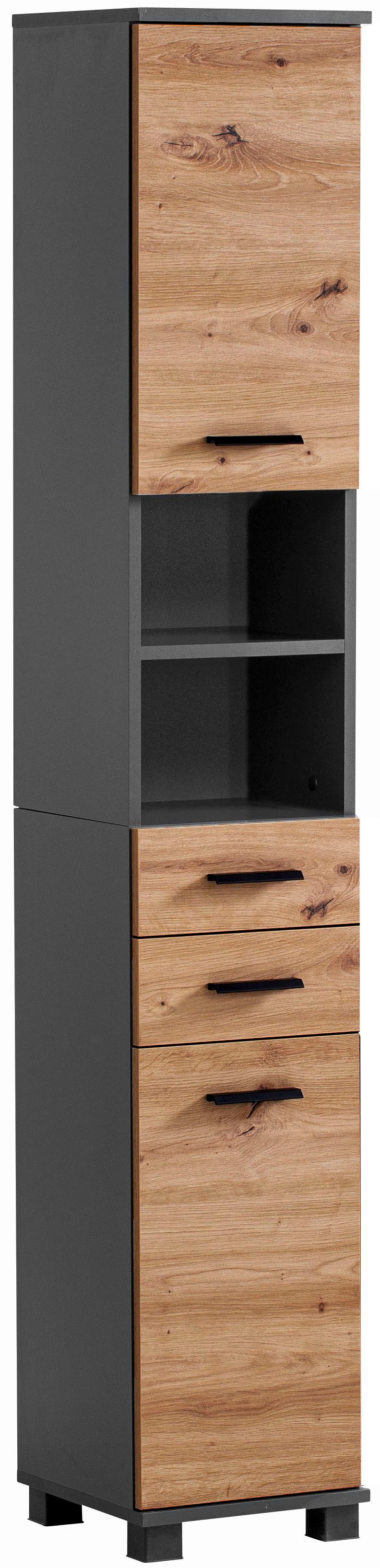 welltime Hoge kast Palermo, breedte 30 cm Verwisselbare deurstop, metalen beslag hoge kasten grijs