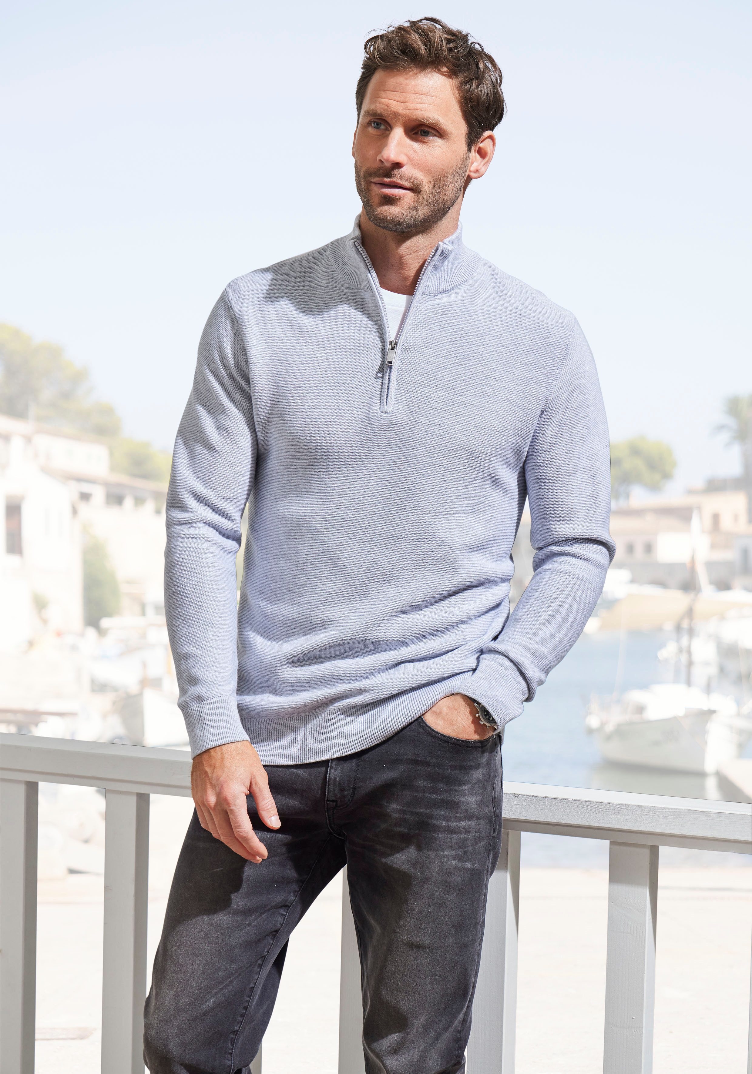 AUTHENTIC LE JOGGER Schipperstrui Pullover met opstaande kraag en rits