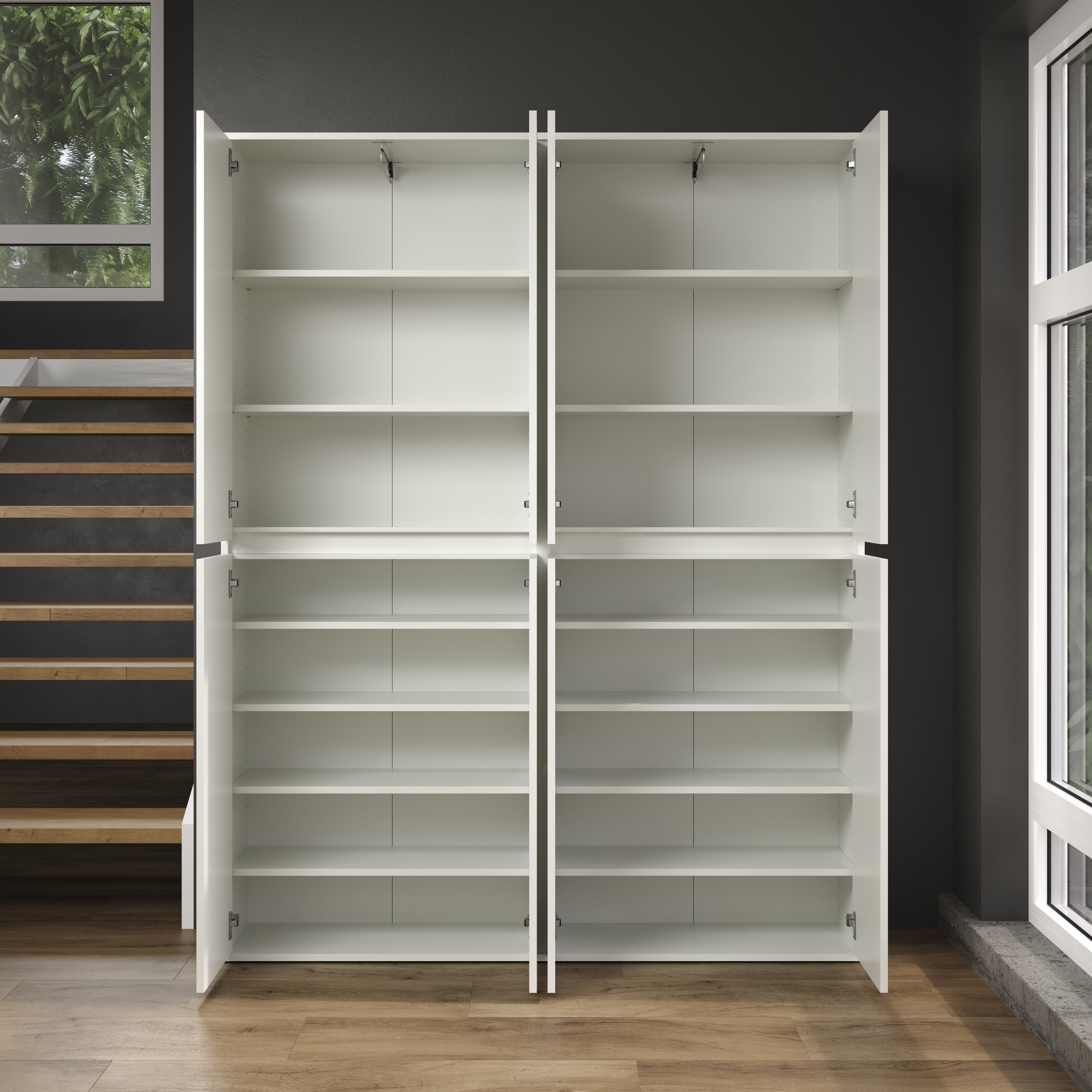 INOSIGN Halmeubelset NOVARA Garderobekasten met in totaal 16 vakken - (B/D/H) 148/34/191 cm (complete set, 2-delig)