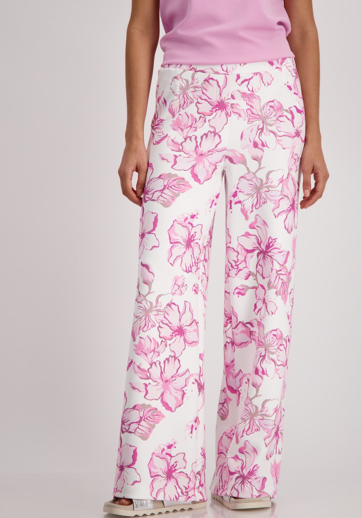 Monari Stoffen broek met bloemenprint