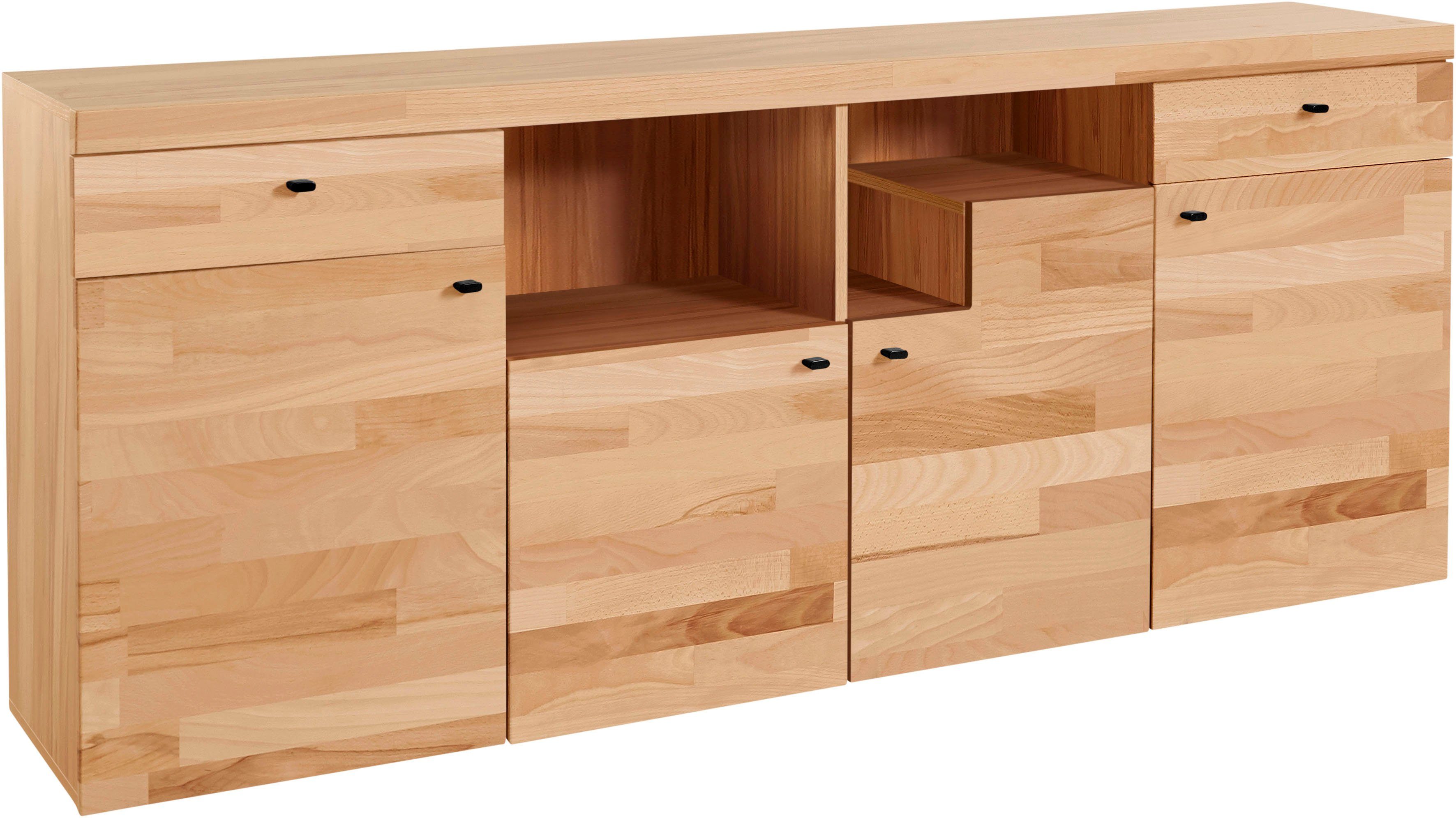 Home affaire Dressoir Divupe Commode breedte 186 cm, fronten van massief hout, FSC®-gecertificeerd