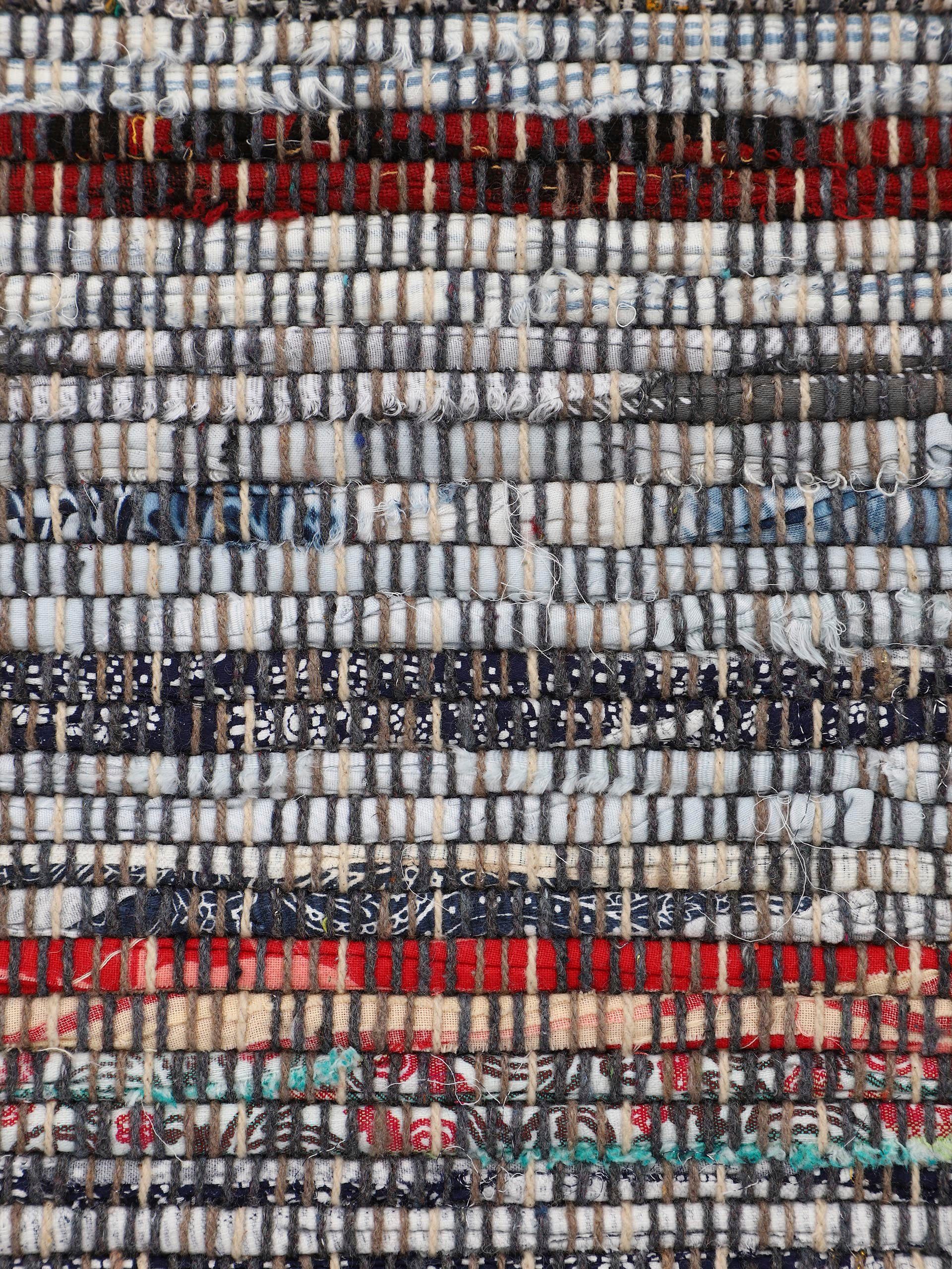 carpetfine Vloerkleed Kelim Chindi, omkeerbaar tapijt handgeweven, patchwork tapijt met franjes, ook verkrijgbaar in loperformaten