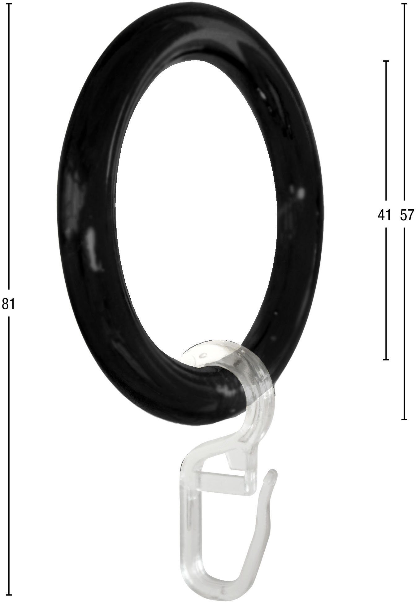 GARESA Gordijnring Kunststof ring met haak voor diameters tot 28 mm, eenvoudige montage (20 stuks)