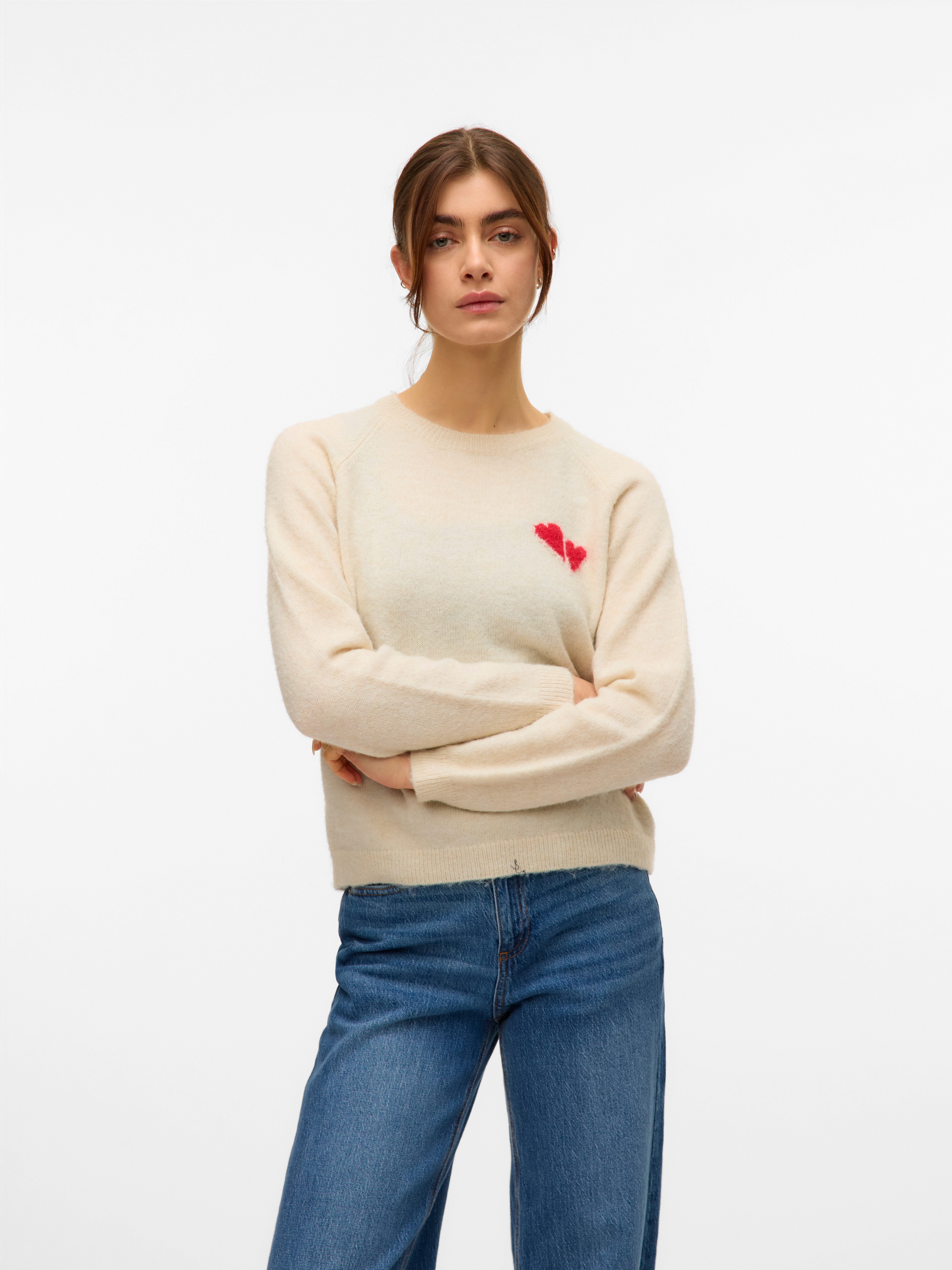Vero Moda Gebreide trui VMBAM LS O-NECK PULLOVER BOO ENT