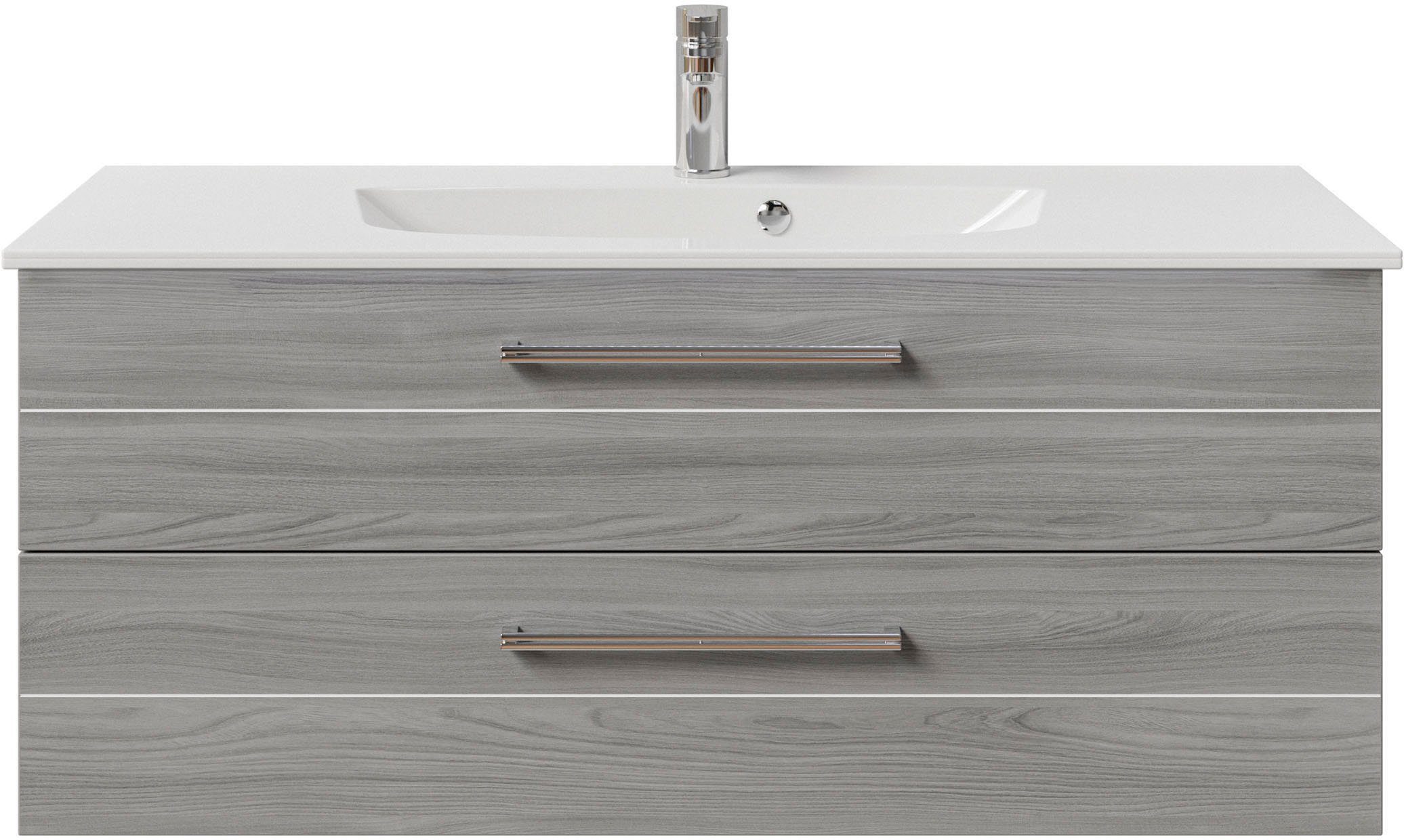 Saphir Wastafelonderkast Serie 6025 mineraalmarmeren wastafel met onderkast, 117 cm breed (2-delig)