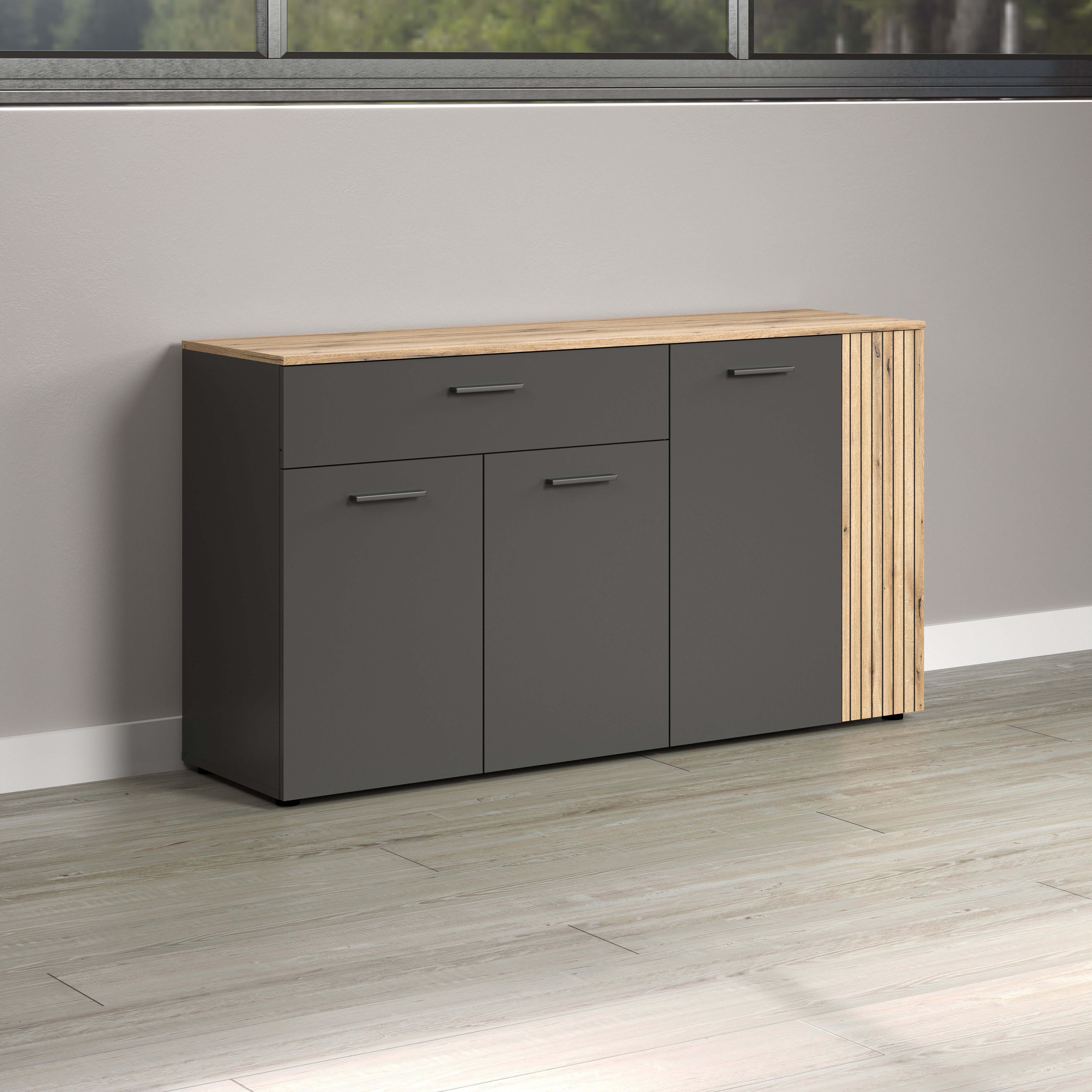 INOSIGN Dressoir Estepona Commode, Akoestisch paneel-look, Breedte 150 cm (1 stuk)