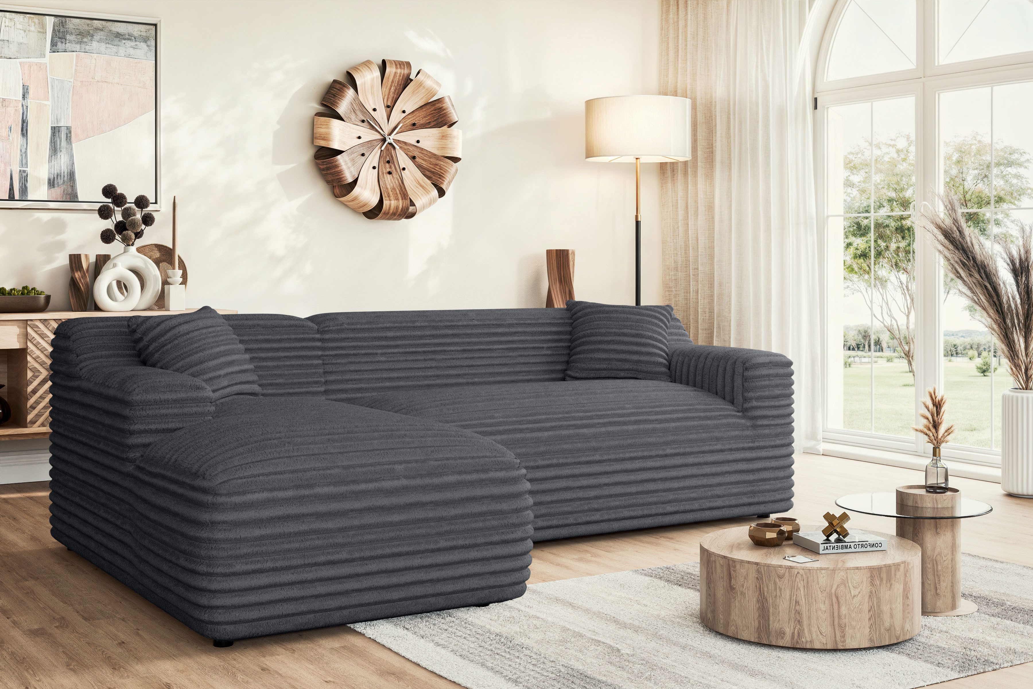 Home affaire Hoekbank Lilliana zwart, hoekbanken, Recamiere links