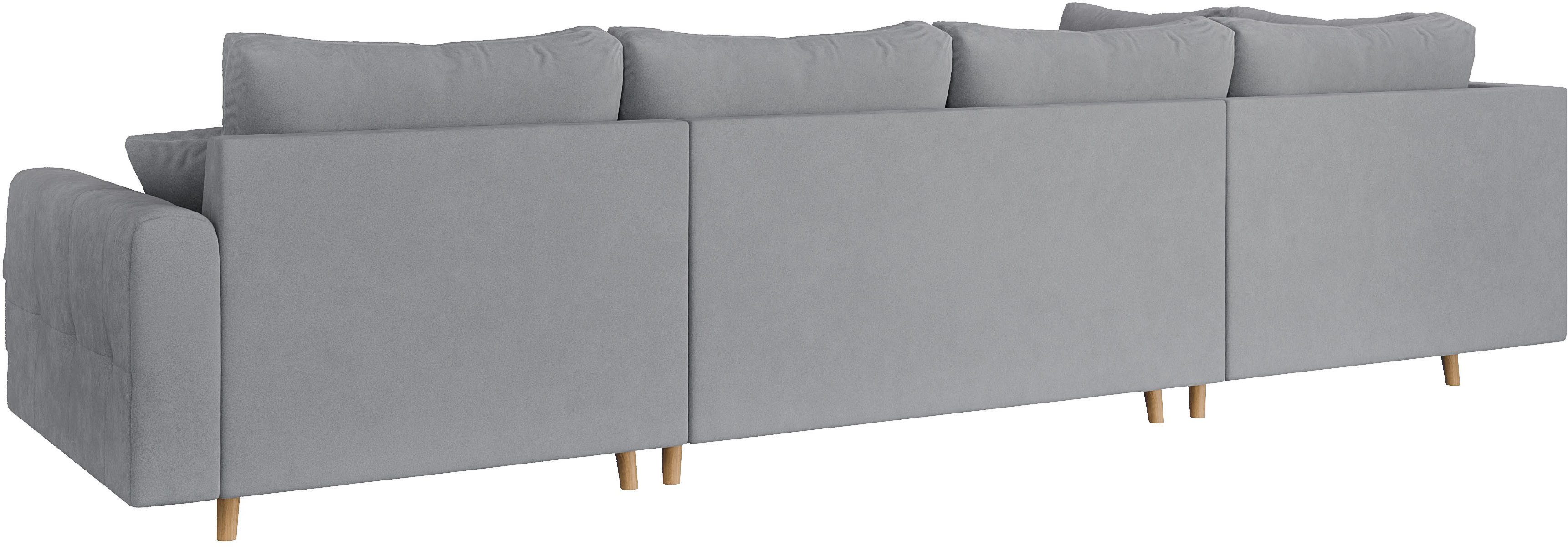 Home affaire Zithoek CHARRE U-vorm met ottomane, afmetingen B/D/H: 310/161/81 cm fijne stiksels, losse rug- en sierkussens, ook in cord en bouclé