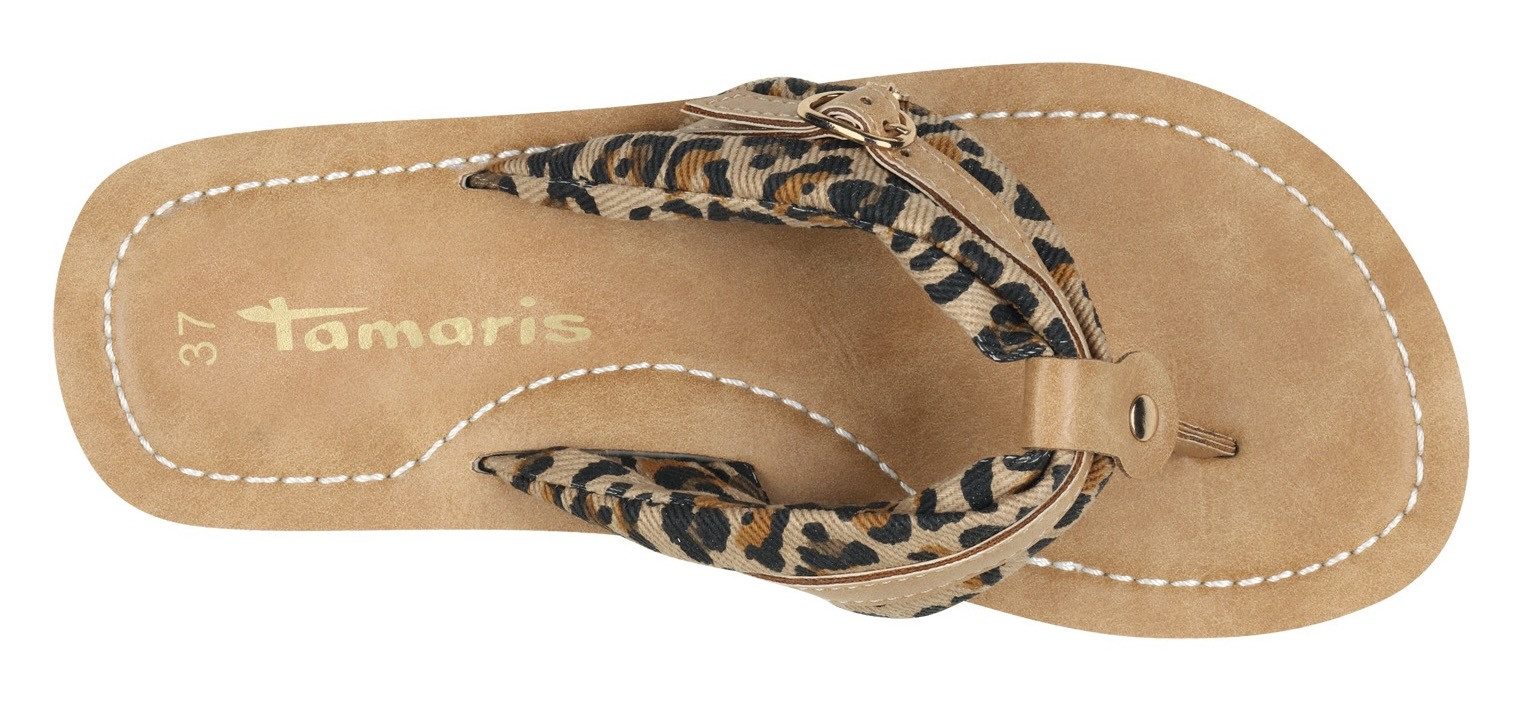 Tamaris Teenslippers Avril , zomerschoenen, flats, slippers met t-logo hanger