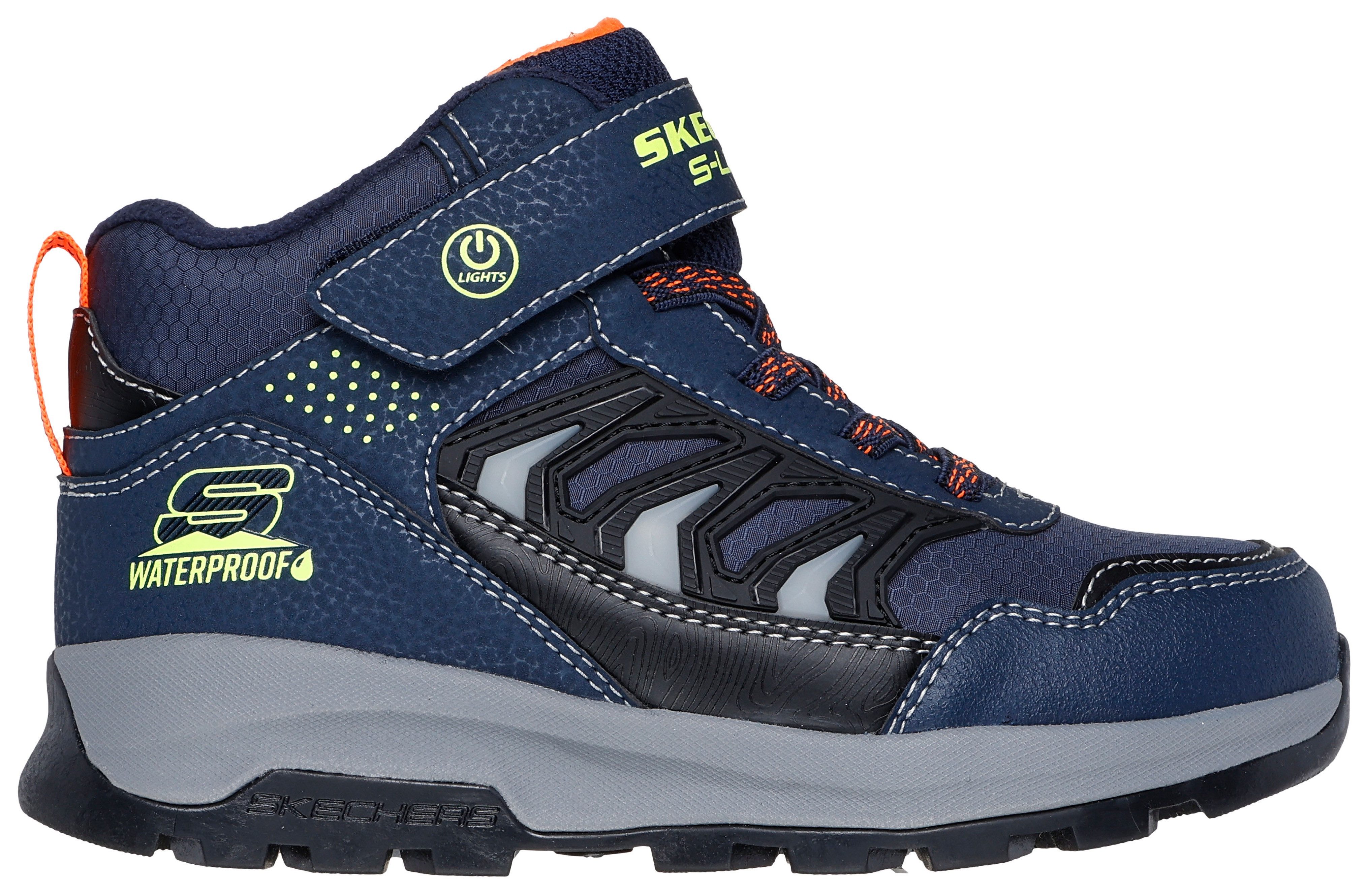 Skechers Winterlaarzen Storm Blazer - Glow Roam , kleuterschoen, klittenbandlaars, knipperlaars met tex-membraan