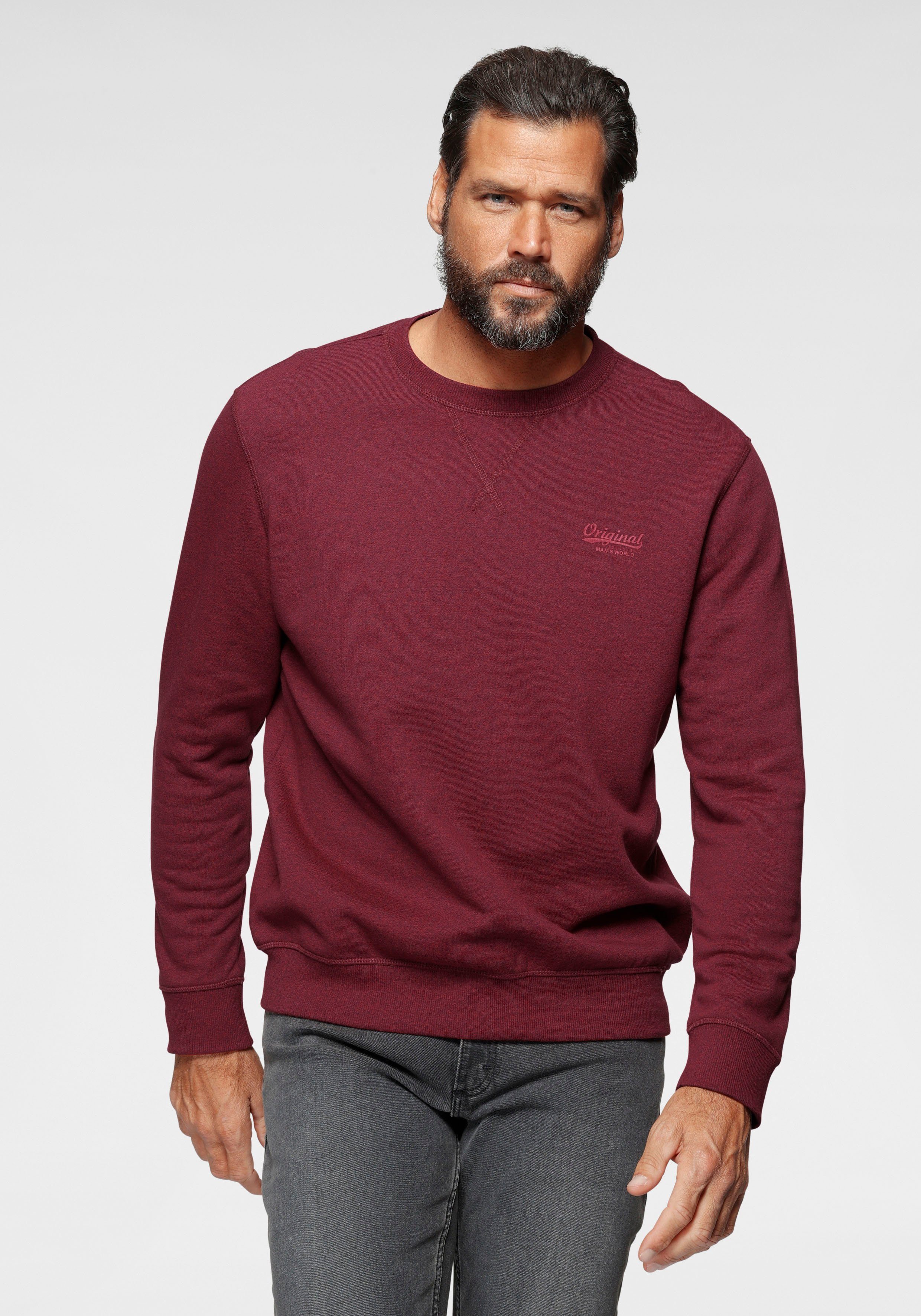 man's world sweatshirt in een katoenmix rood