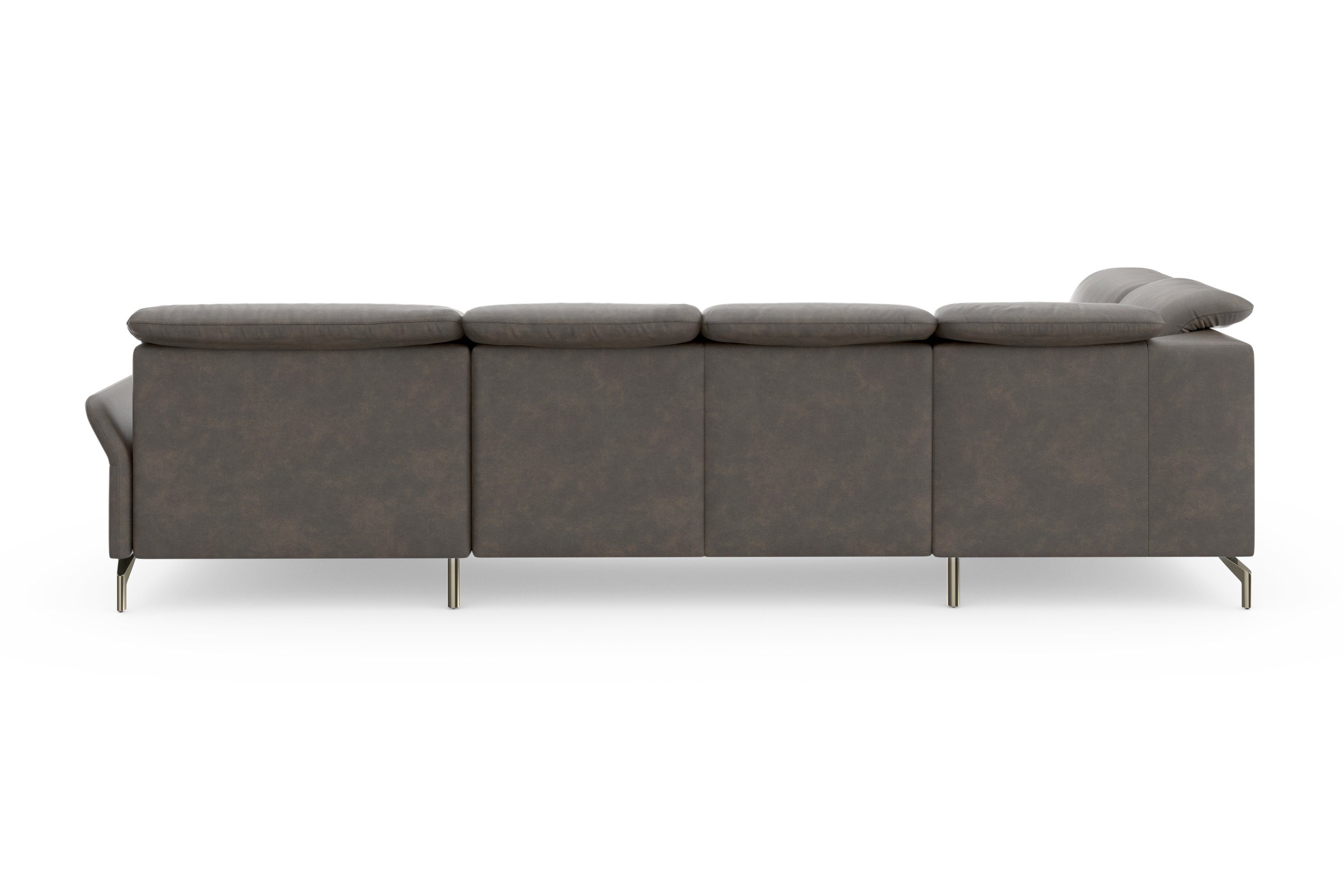 sit&more Zithoek Fashion U-vorm naar keuze met verstelbare hoofdsteun, uittrekzitting, motorisch, nikkel poten