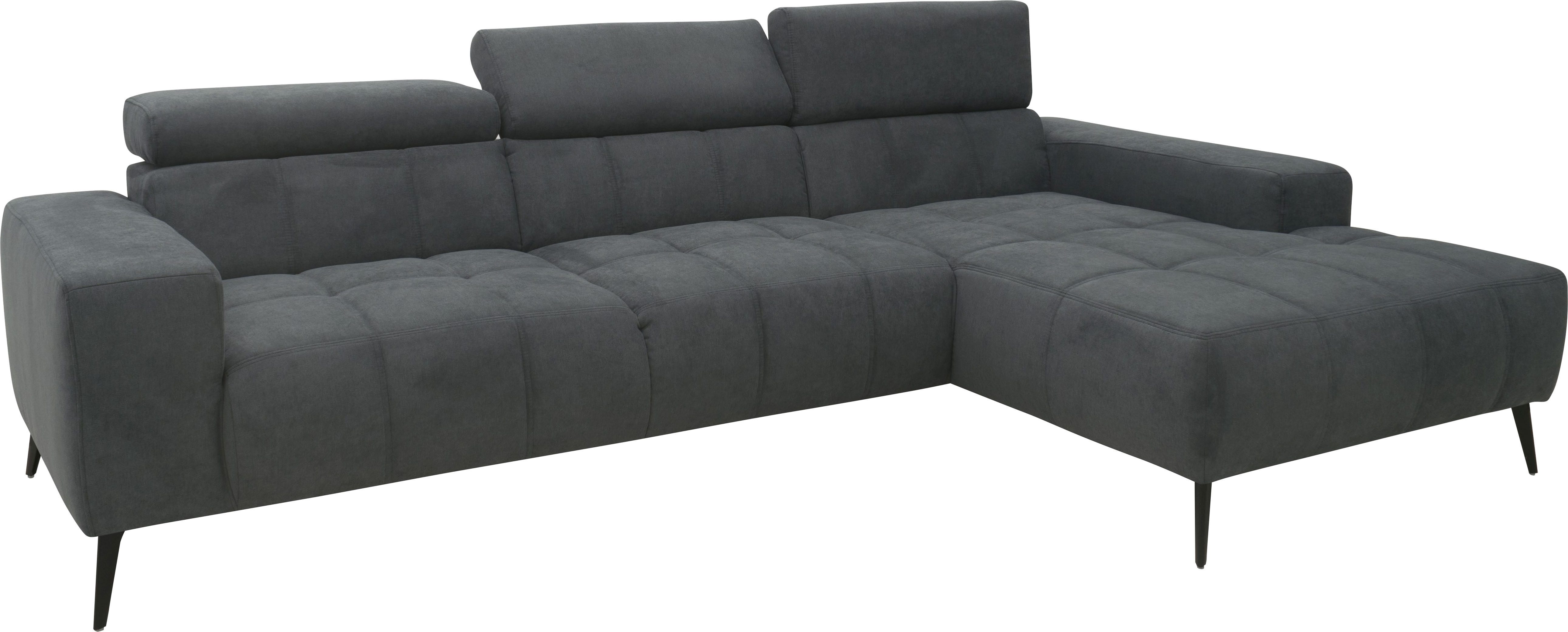DOMO collection Hoekbank Trento L-vorm, met sledevoet of enkele voet naar keuze met verstelbare hoofdsteun, récamier links/rechts bestelbaar