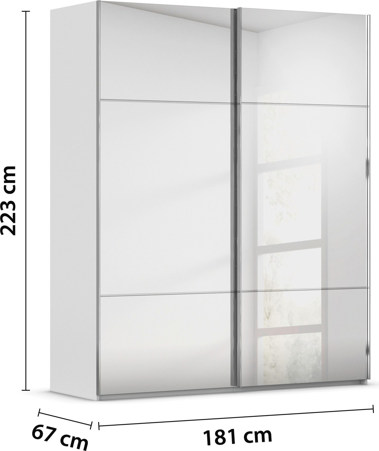 rauch Schuifdeurkast Kledingkast kast garderobe slaapkamerkast SCALE-TRIO edel drievoudig front met 2 sierlijsten spiegelfront made in germany