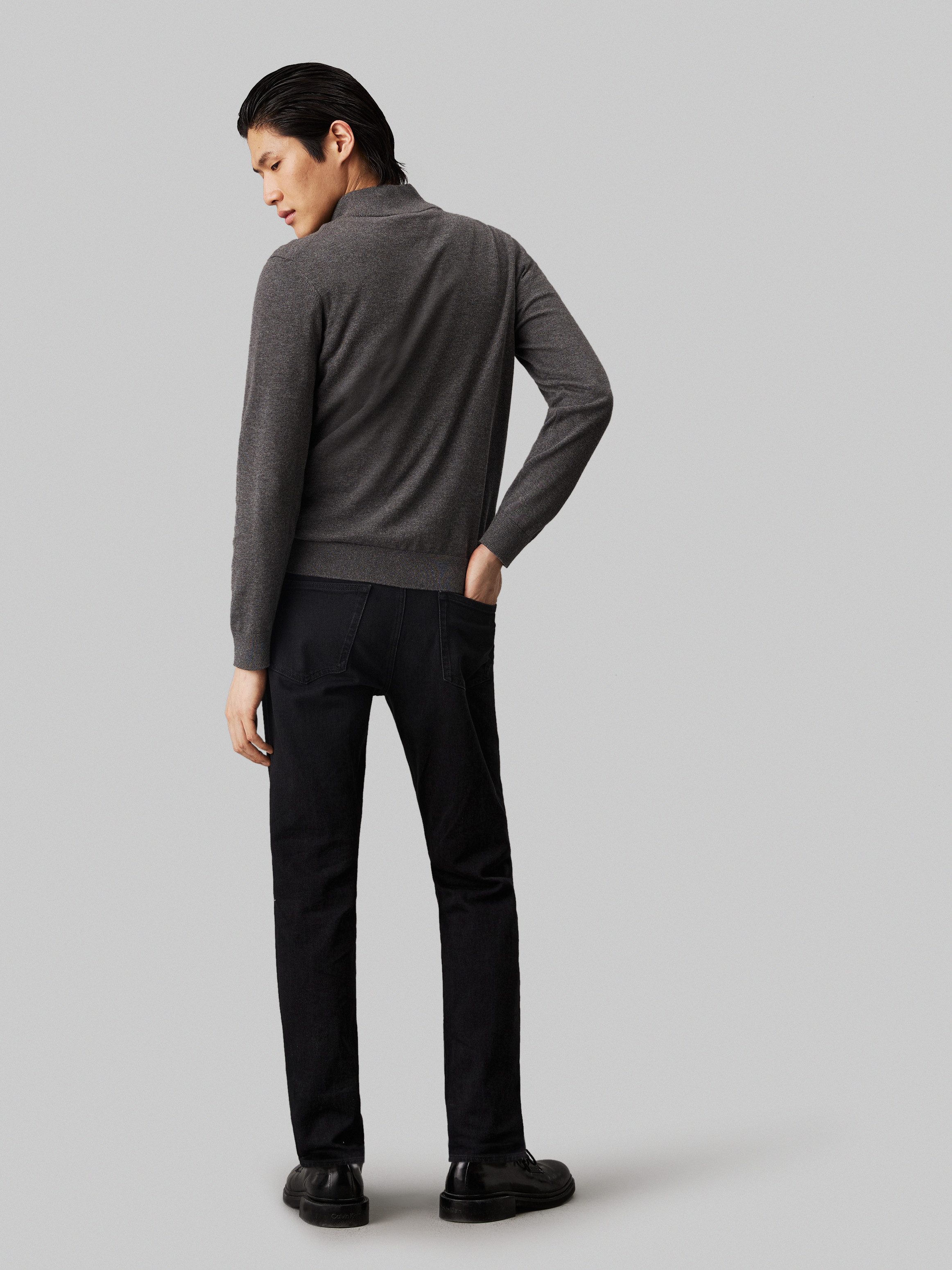 Calvin Klein Trui met staande kraag COTTON SILK BLEND QUARTER ZIP