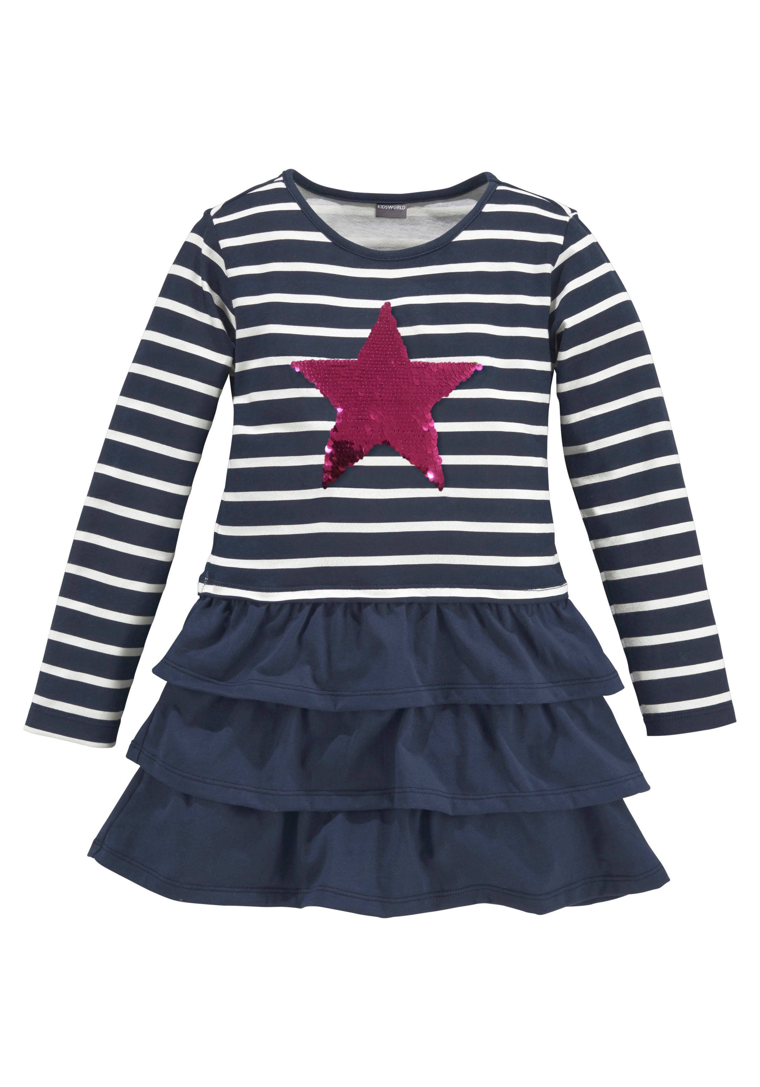 KIDSWORLD Jerseyjurk Voor kleine meisjes voor feesten en speciale gelegenheden, knie-vrije lengte, modieuze stijl